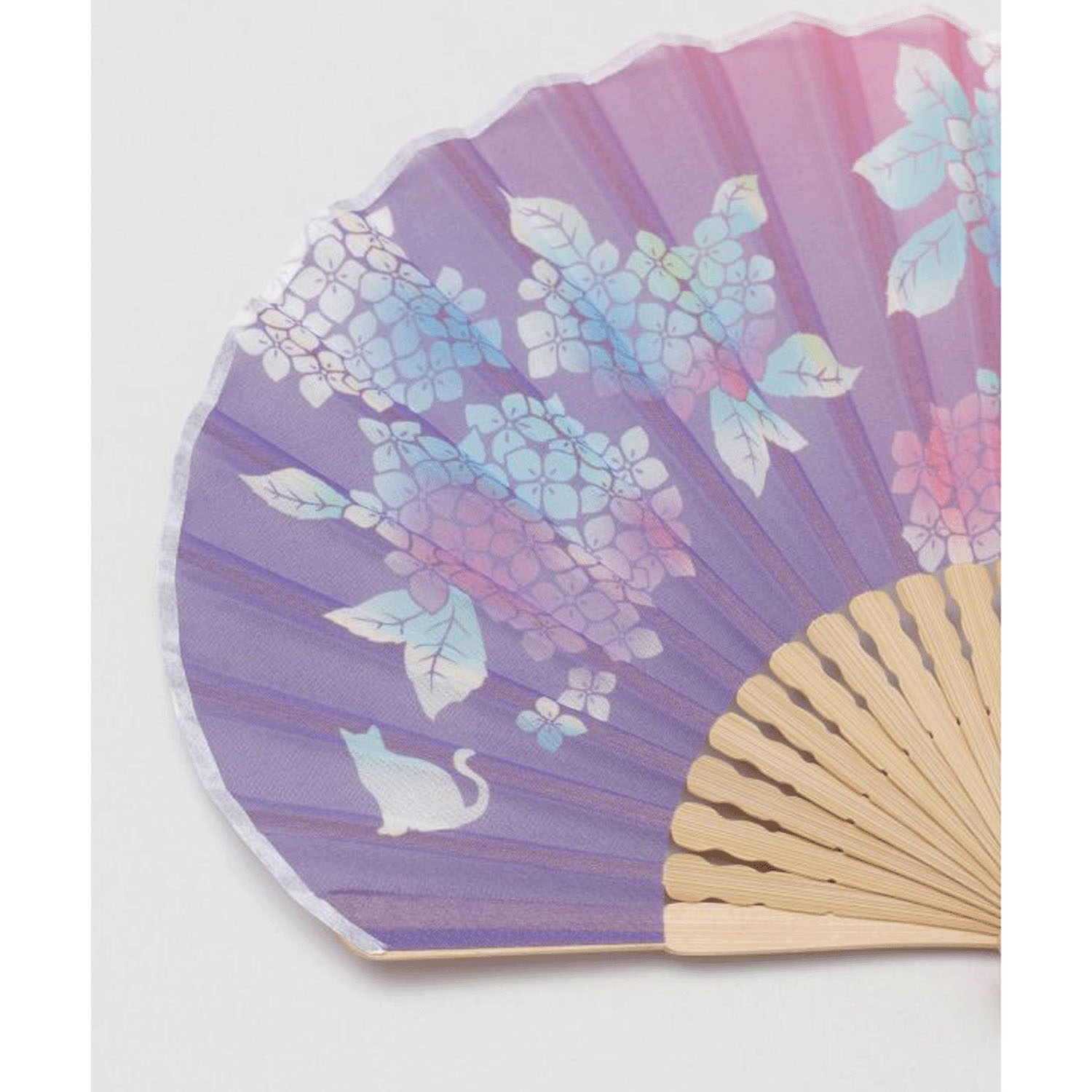 あじさい猫扇子 紫 - 画像2