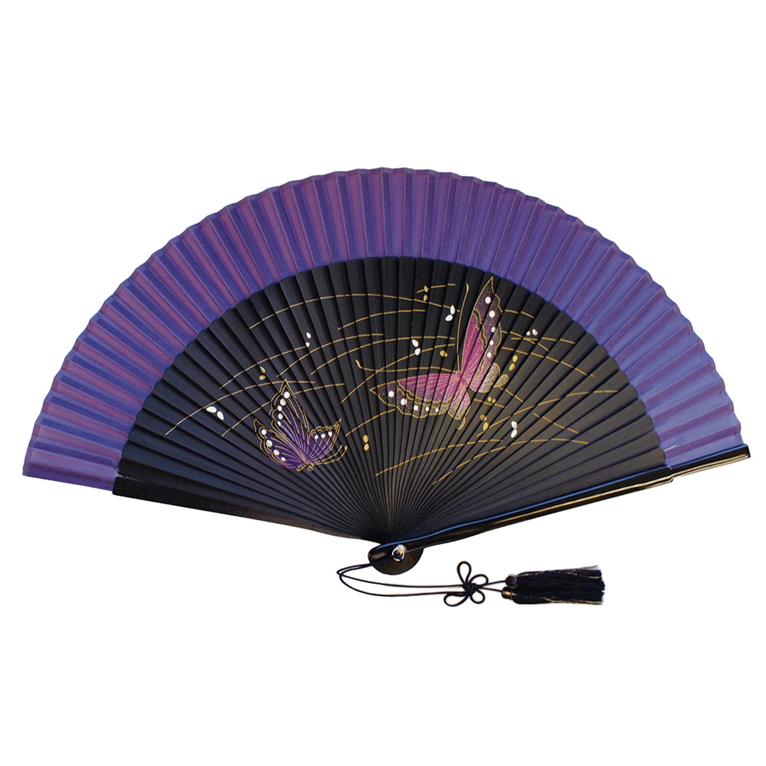 女性用扇子 ペンテ 蝶 紫