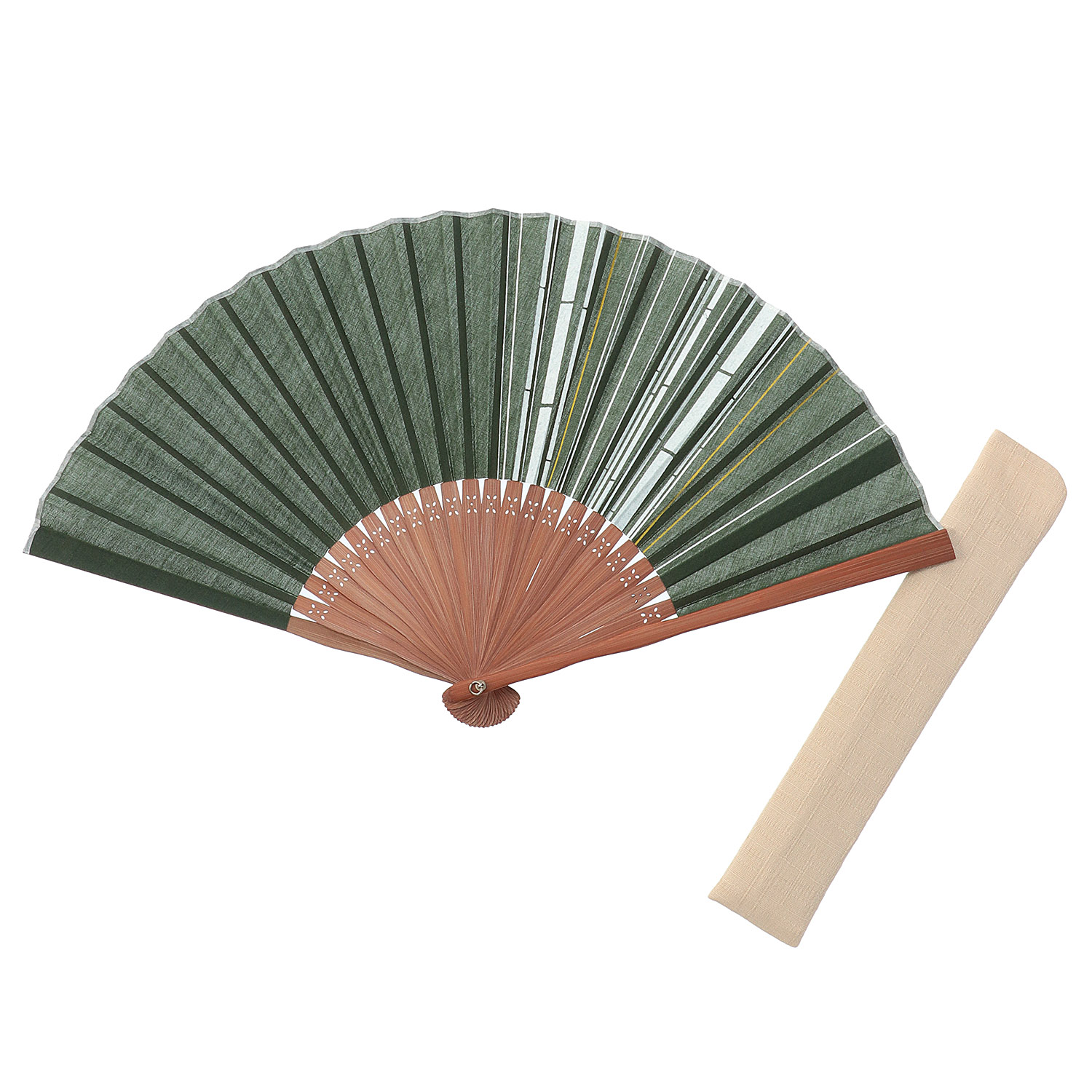 fuwa 男性用扇子セット 竹 グリーン - 画像1