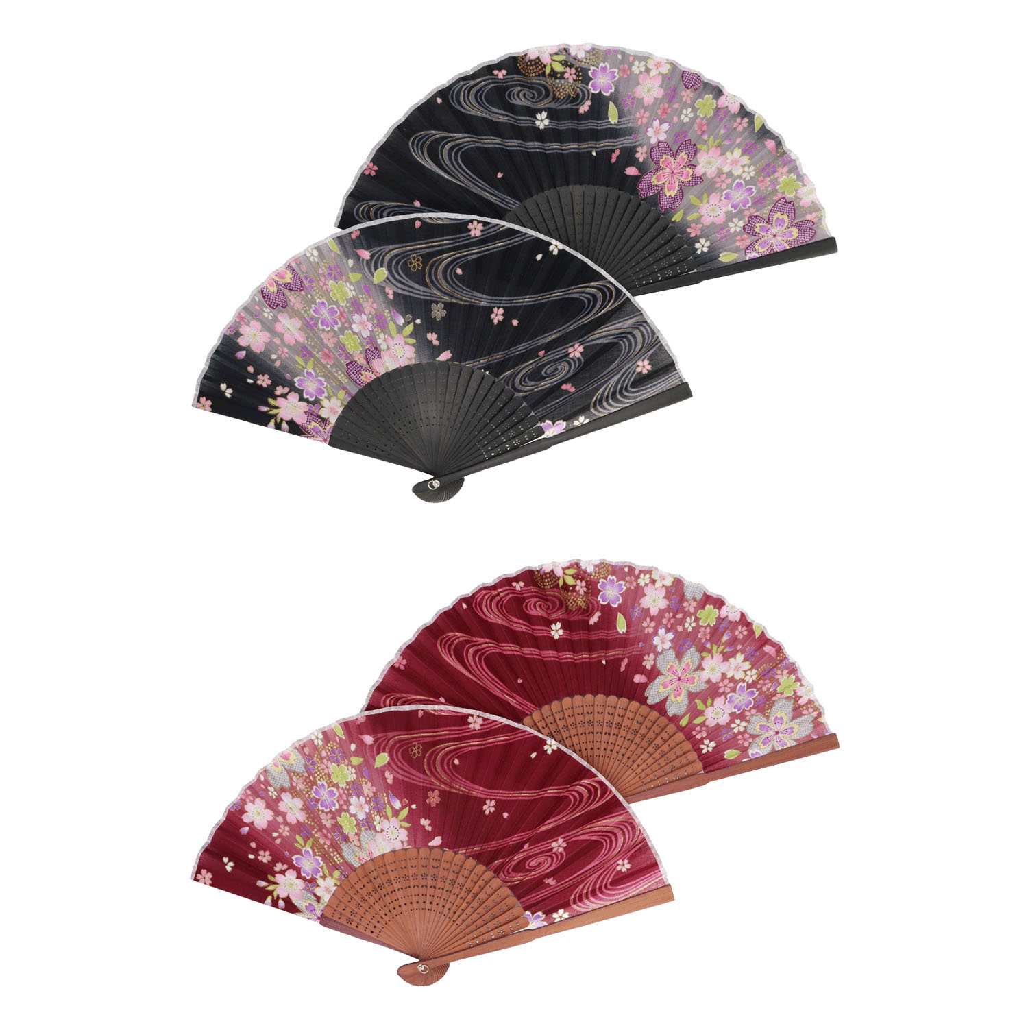 扇子 流水桜 - 画像1