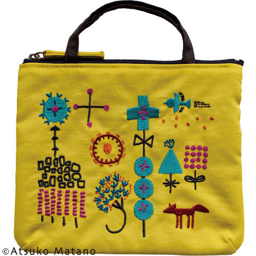 ATSUKO MATANO 刺繍ポーチ小さな森（イエロー）