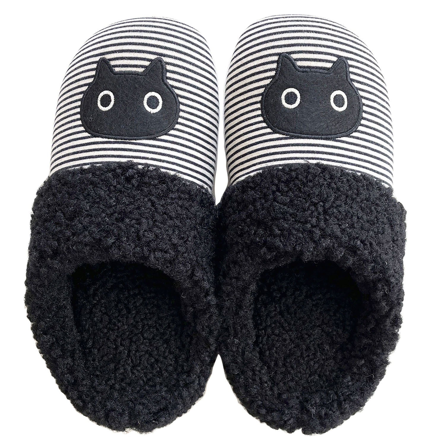 アツコマタノ ボアスリッパ 細いボーダー - 画像1