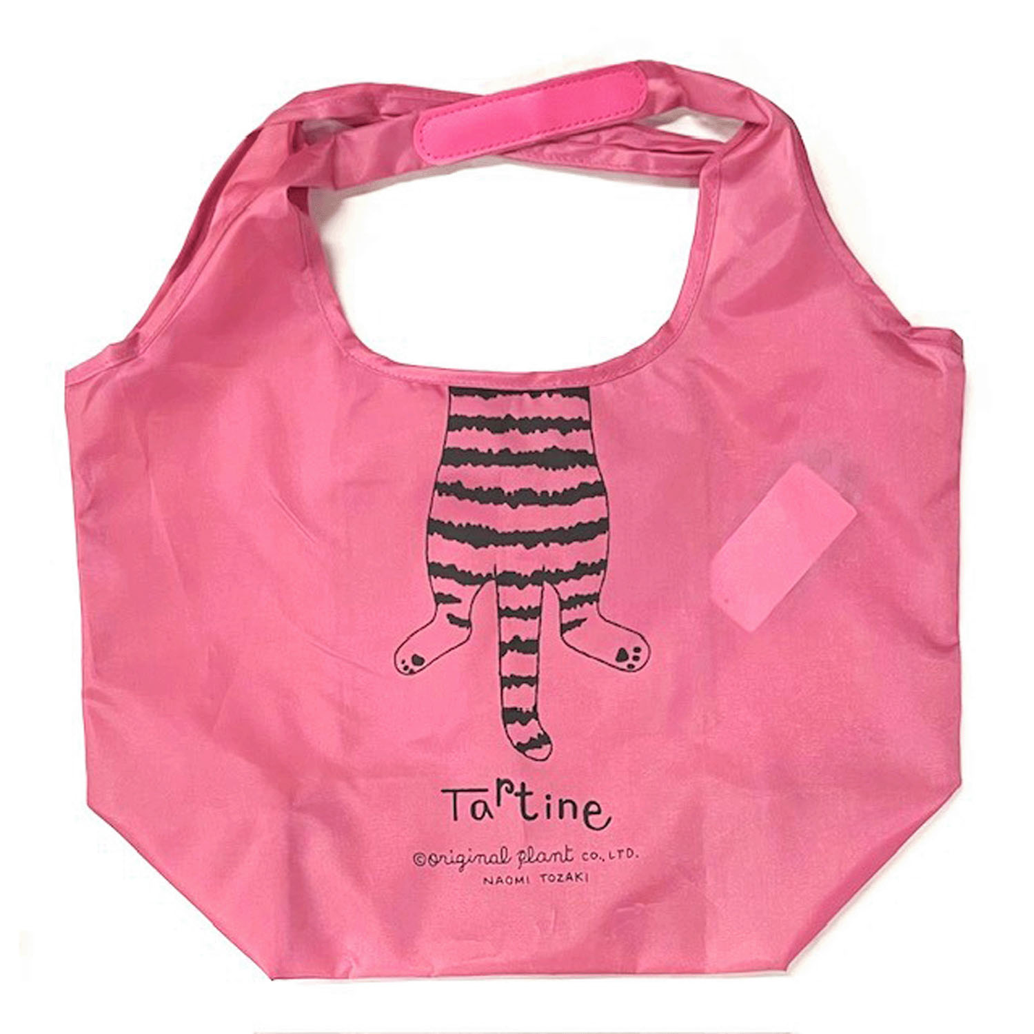 タルティーヌ横型エコバッグ ぶら下がり猫 ピンク - 画像2