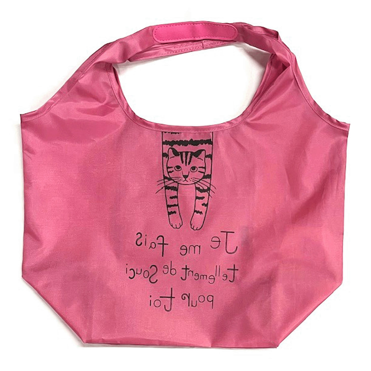 タルティーヌ横型エコバッグ ぶら下がり猫 ピンク