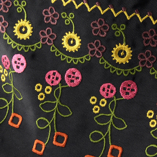 ATSUKO MATANO 刺繍平ポーチ花刺繍黒 - 画像4
