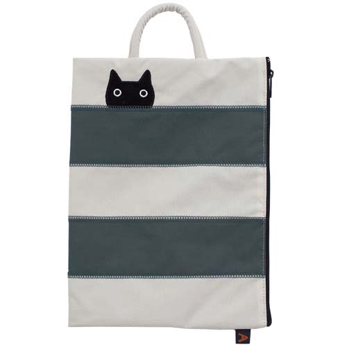 ATSUKO MATANO フラットポーチ ボーダ猫 - 画像1