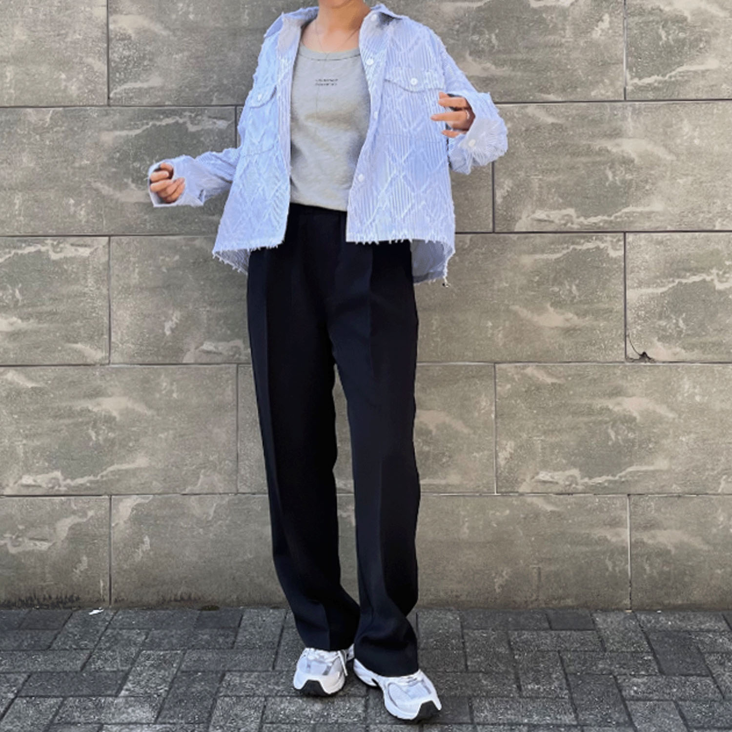 Anna Kerry ストライプシャツブルゾン - 画像12