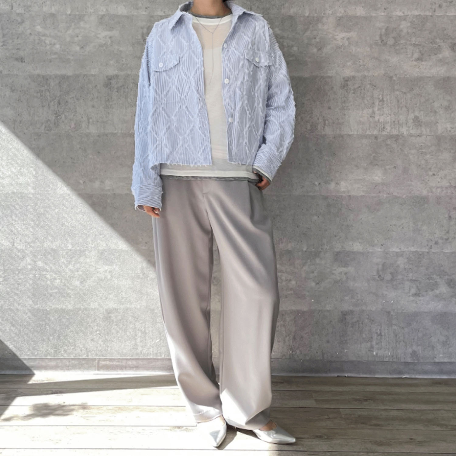 Anna Kerry ストライプシャツブルゾン - 画像14