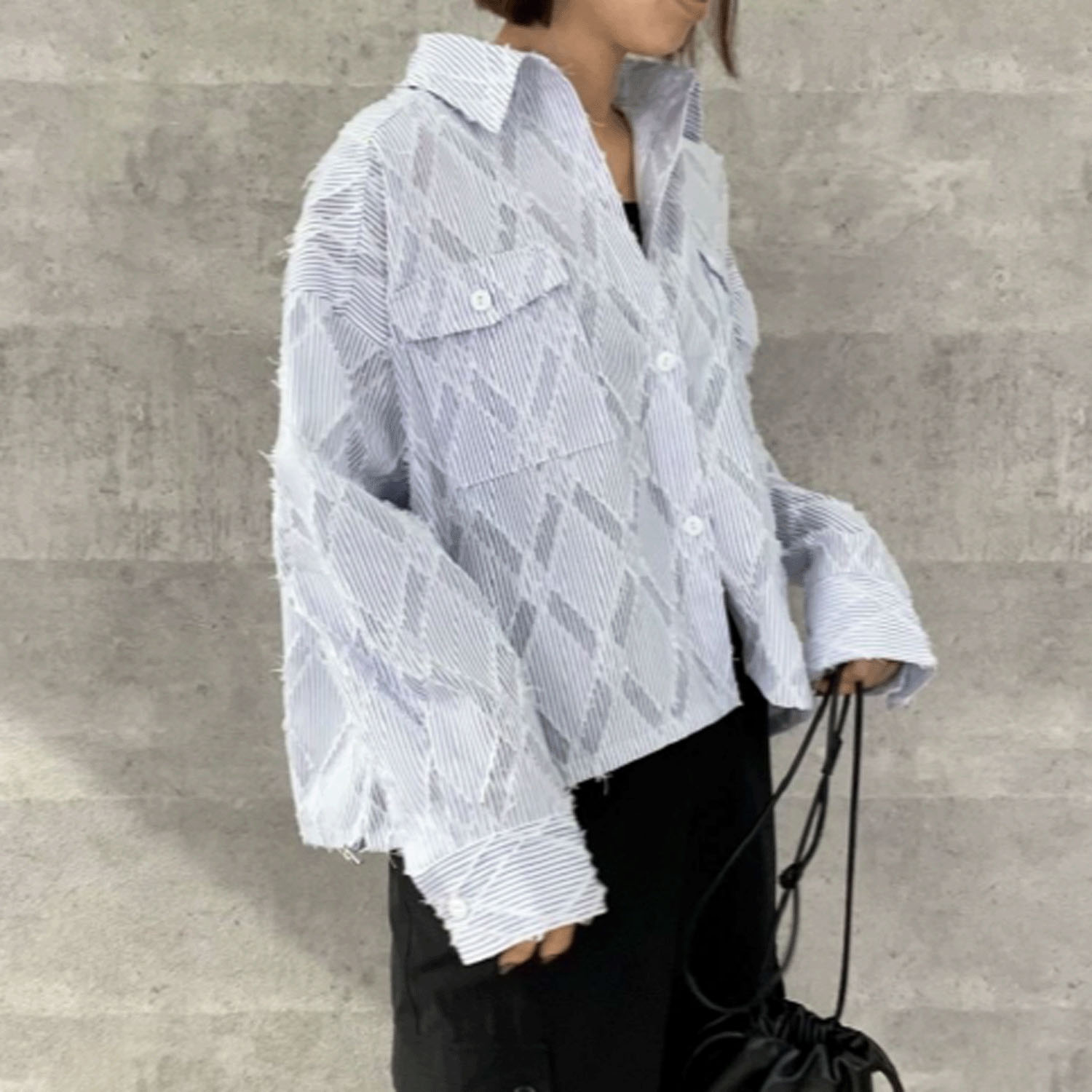 Anna Kerry ストライプシャツブルゾン