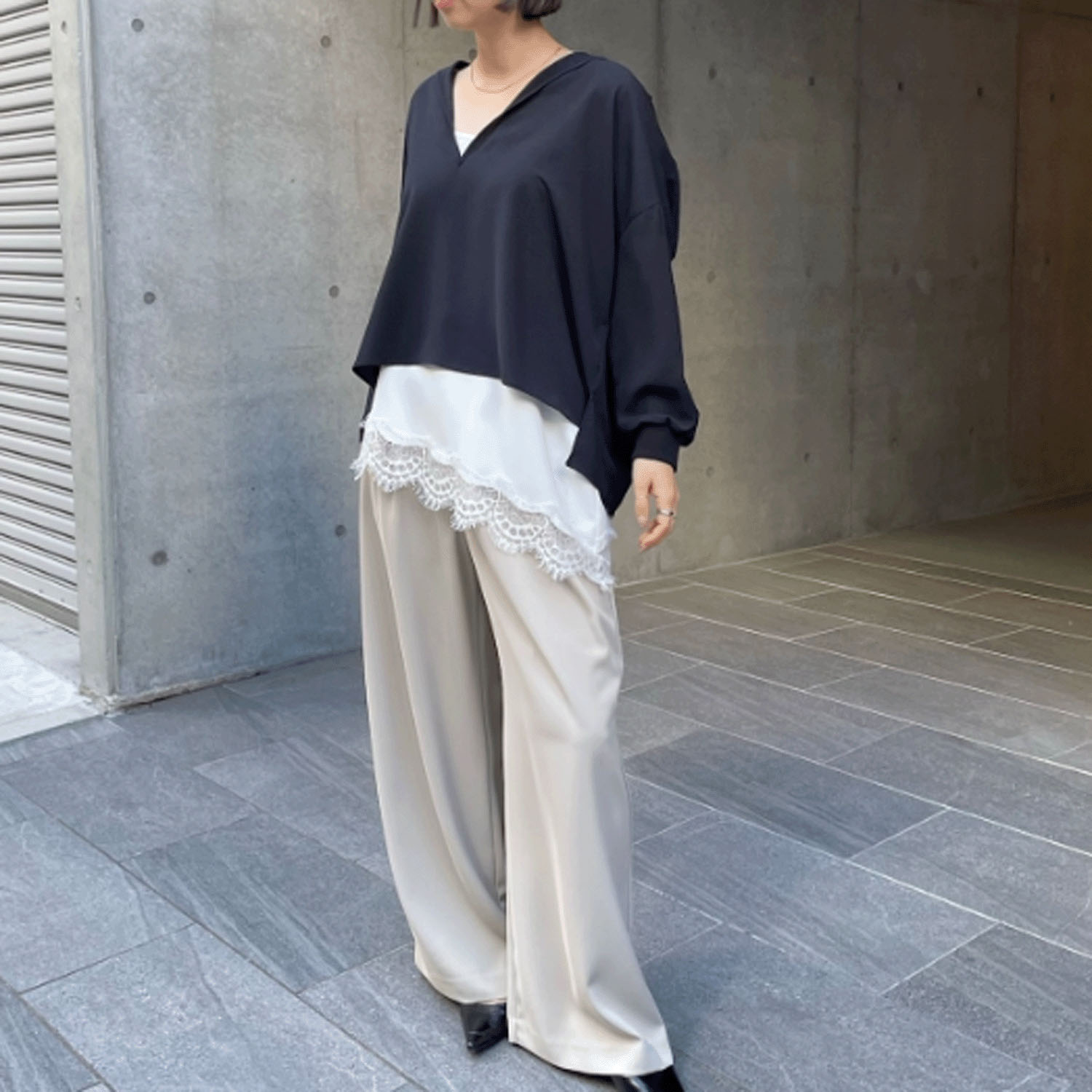 Anna Kerry レースヘムアシンメトリーキャミソール - 画像6