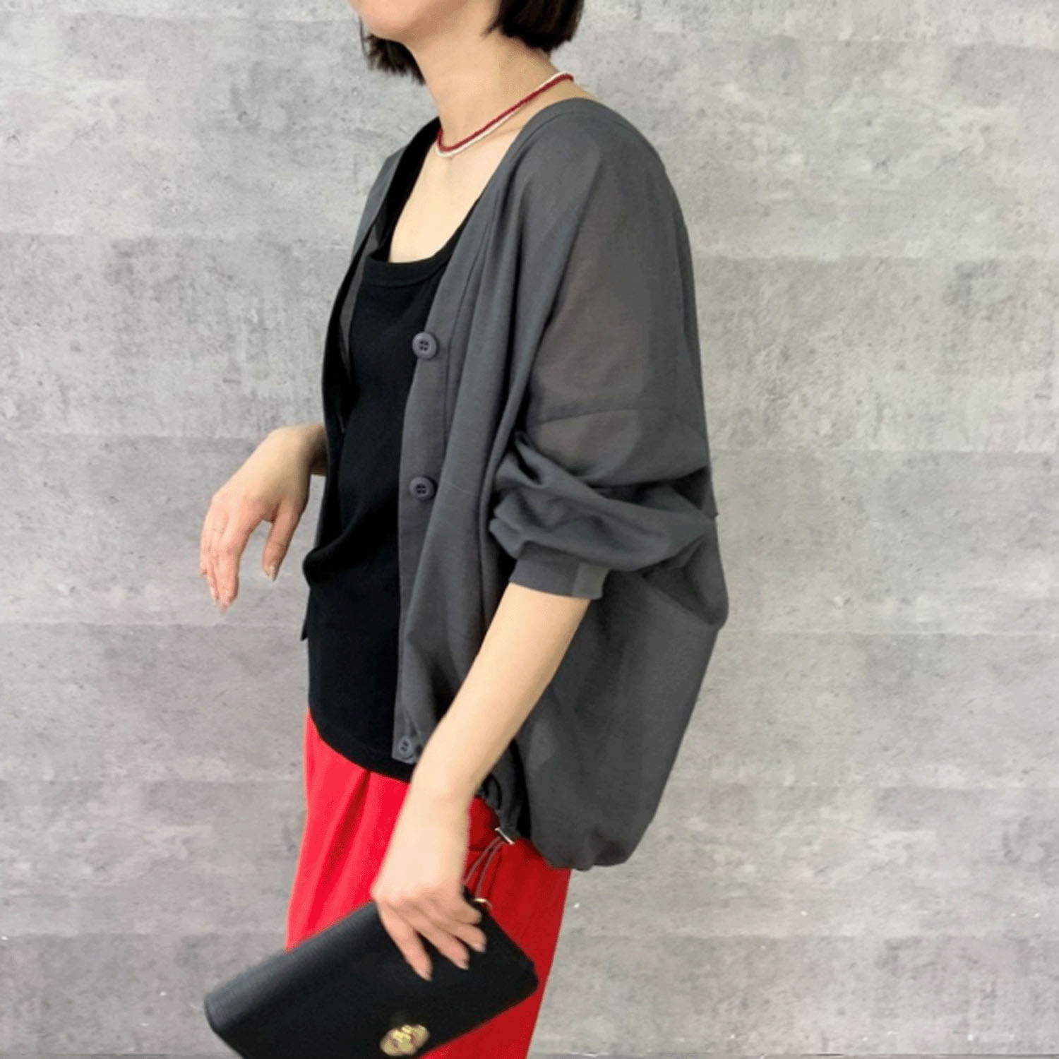 Anna Kerry Vネックルーズカーディガン - 画像1