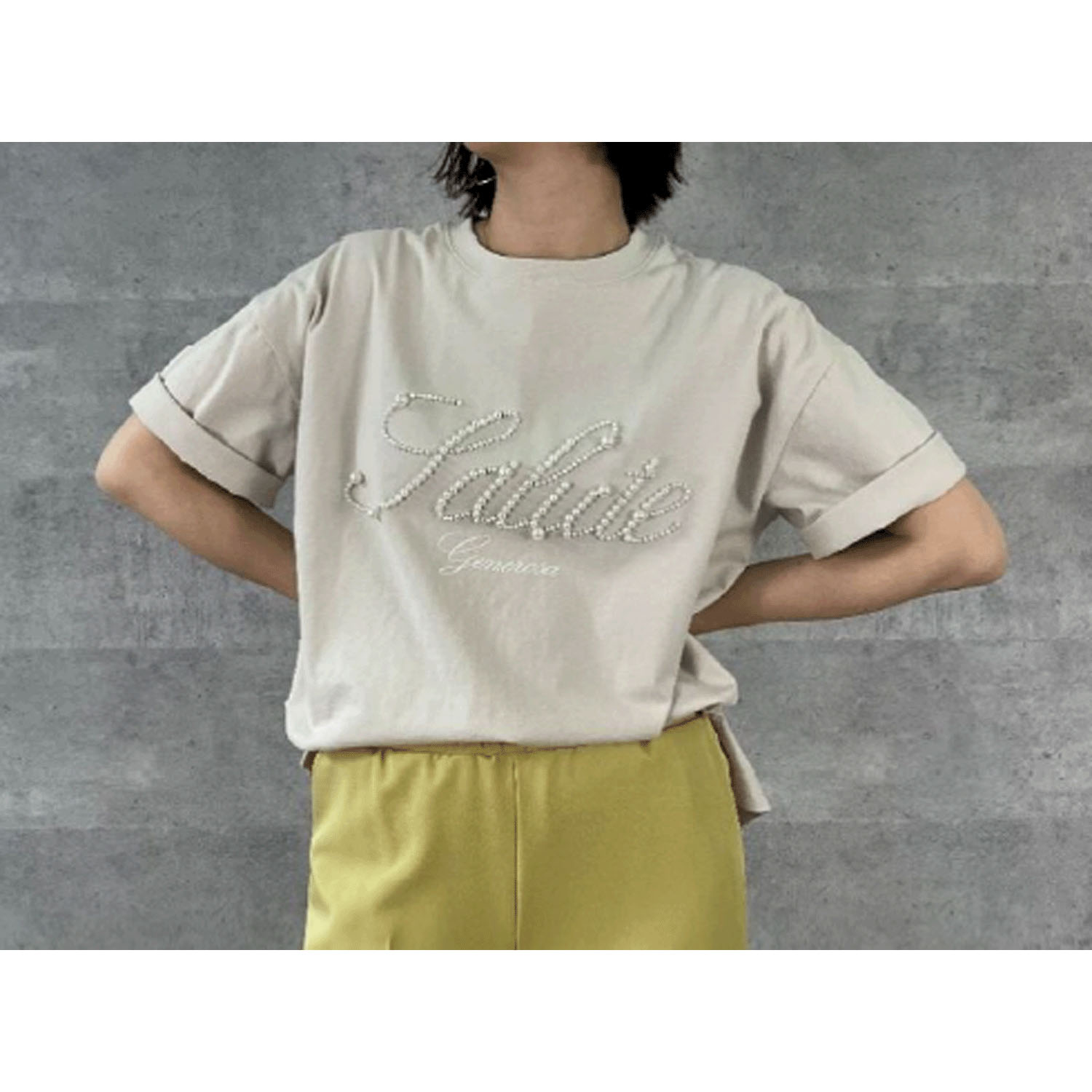 Anna Kerry パールロゴTシャツ - 画像2