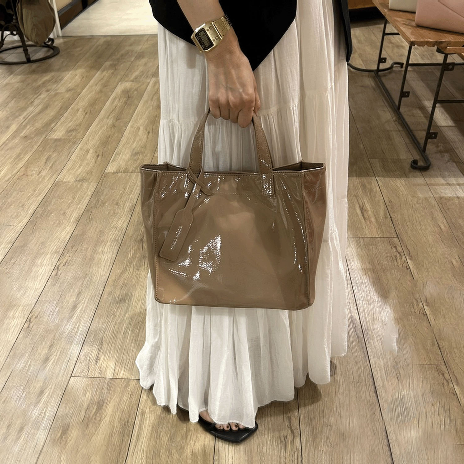 【Insta Live】cachecache エナメル風ショッパーバッグ小サイズ - 画像6