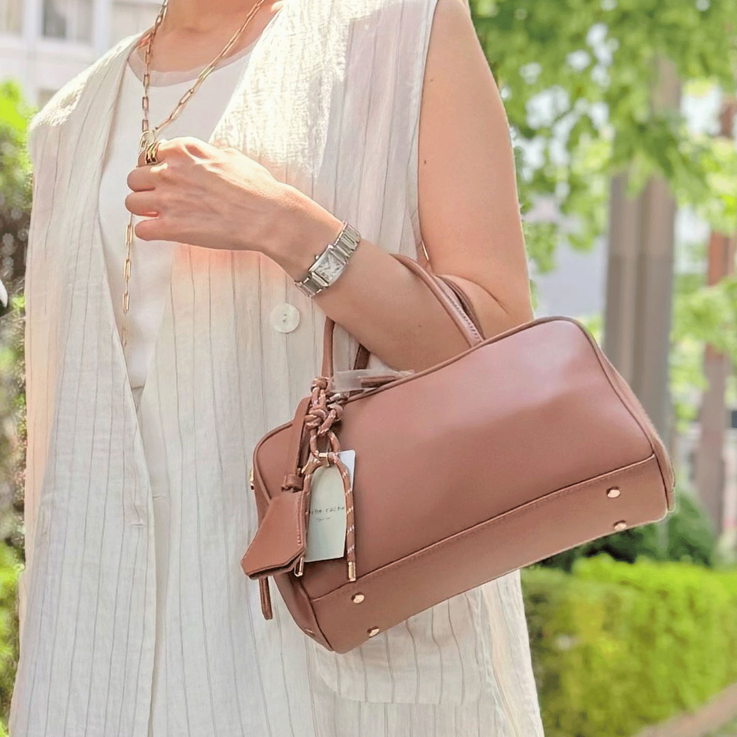 【InstaLive】cachecache チャーム付横長ボストン - 画像1