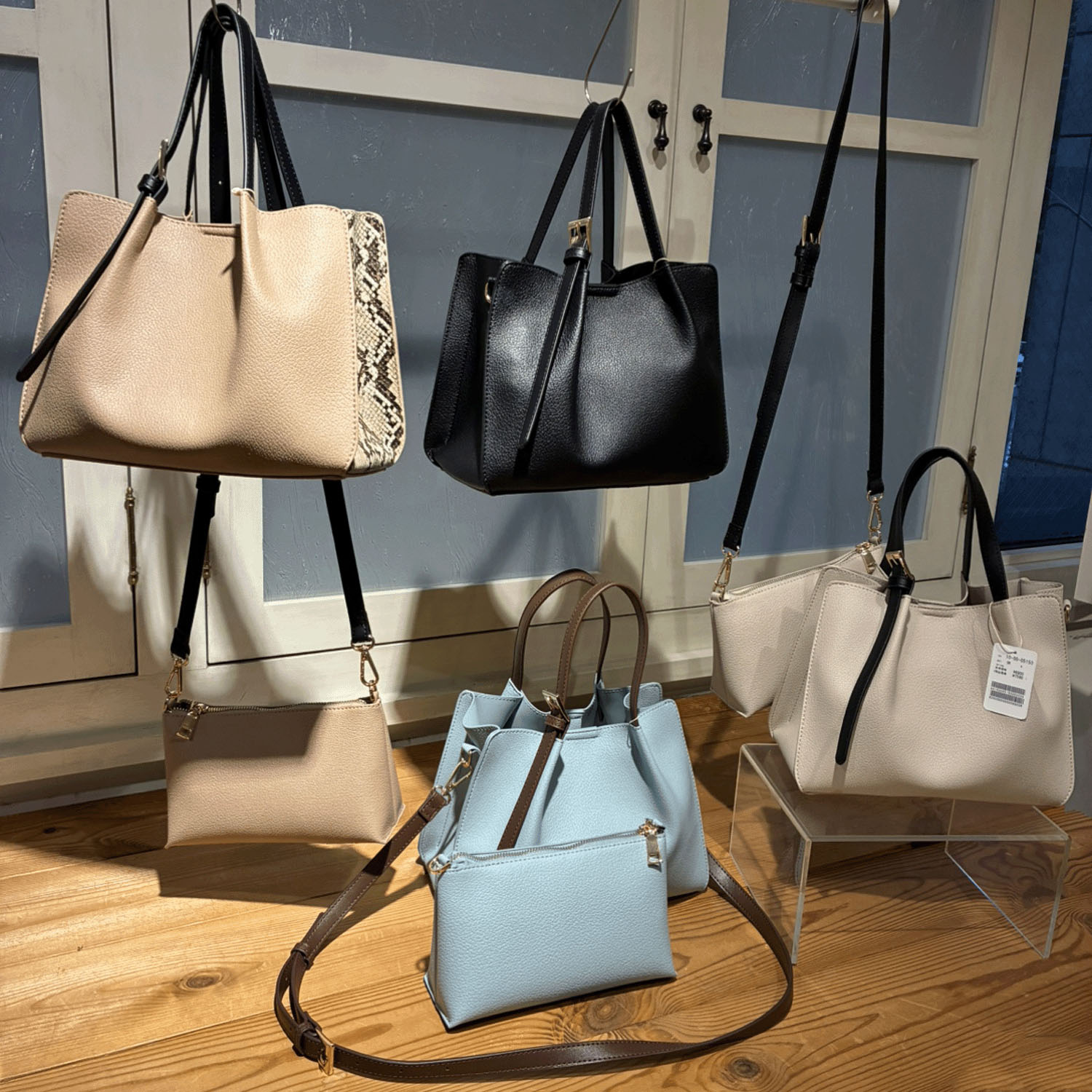 cachecache フェイクレザーショルダーバッグ付スクエアトート - 画像3