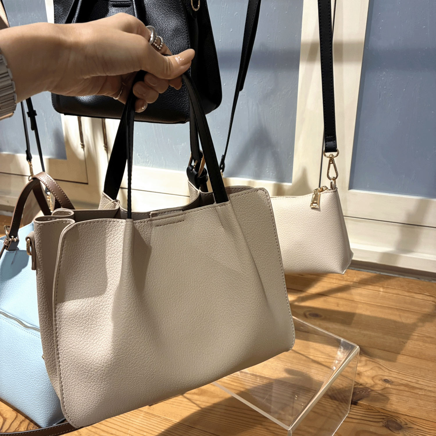 cachecache フェイクレザーショルダーバッグ付スクエアトート - 画像7