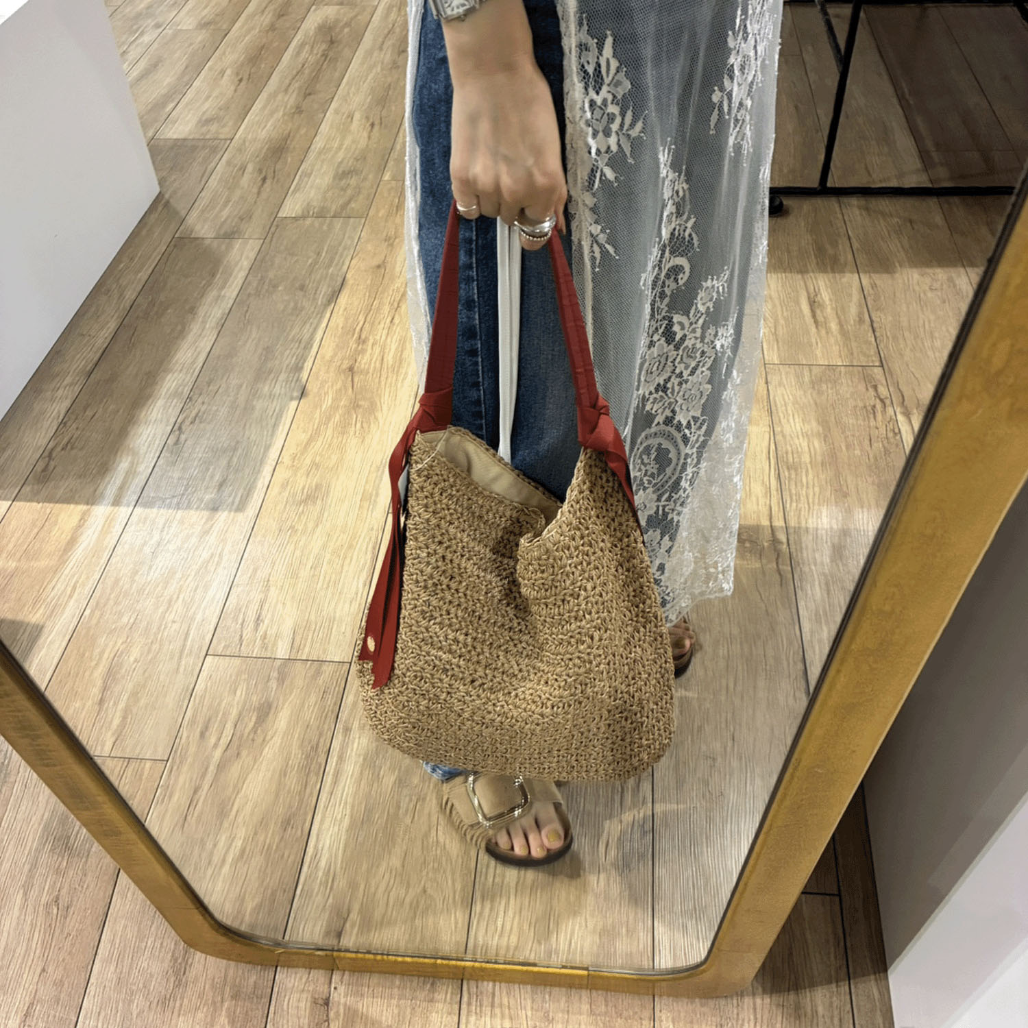 cachecache 下がりグログラン地柄編みトート - 画像9