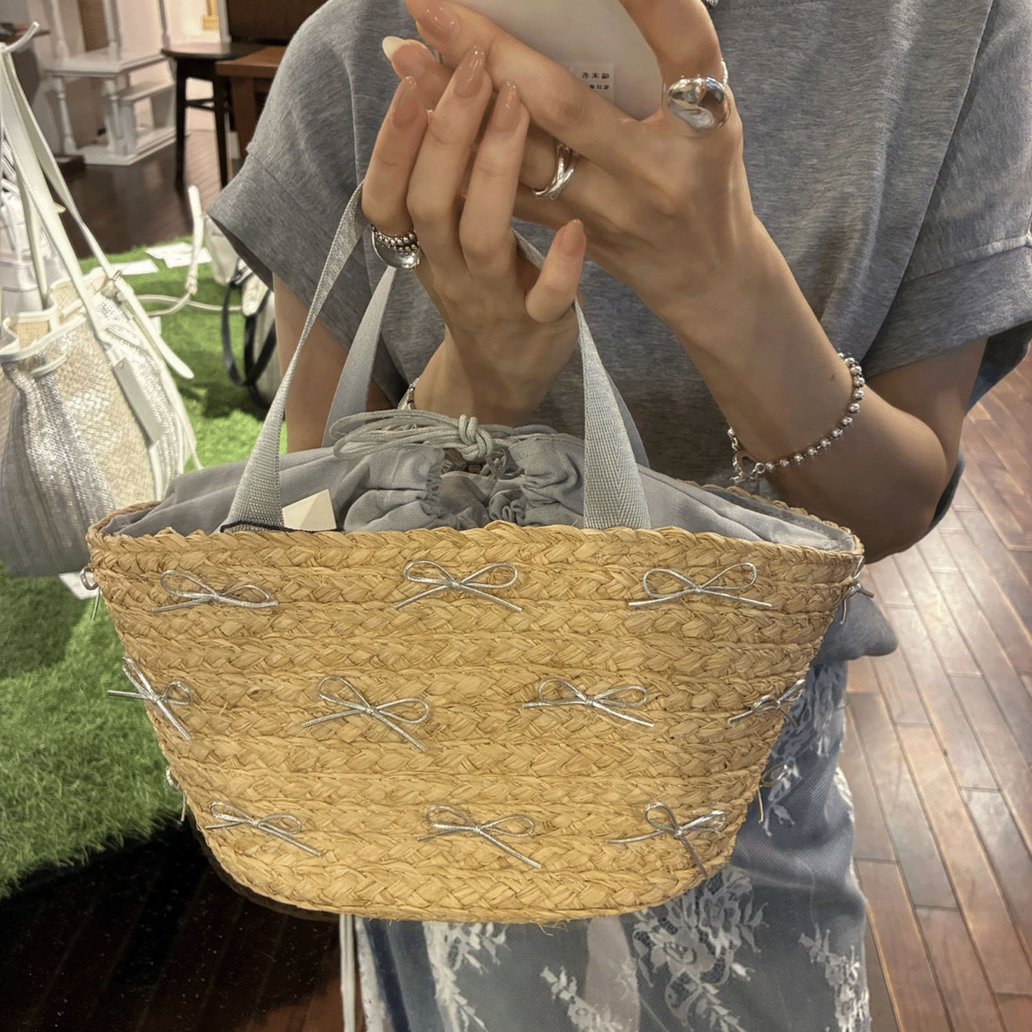 kakatoo ラフィアブレードリボンバッグ - 画像5