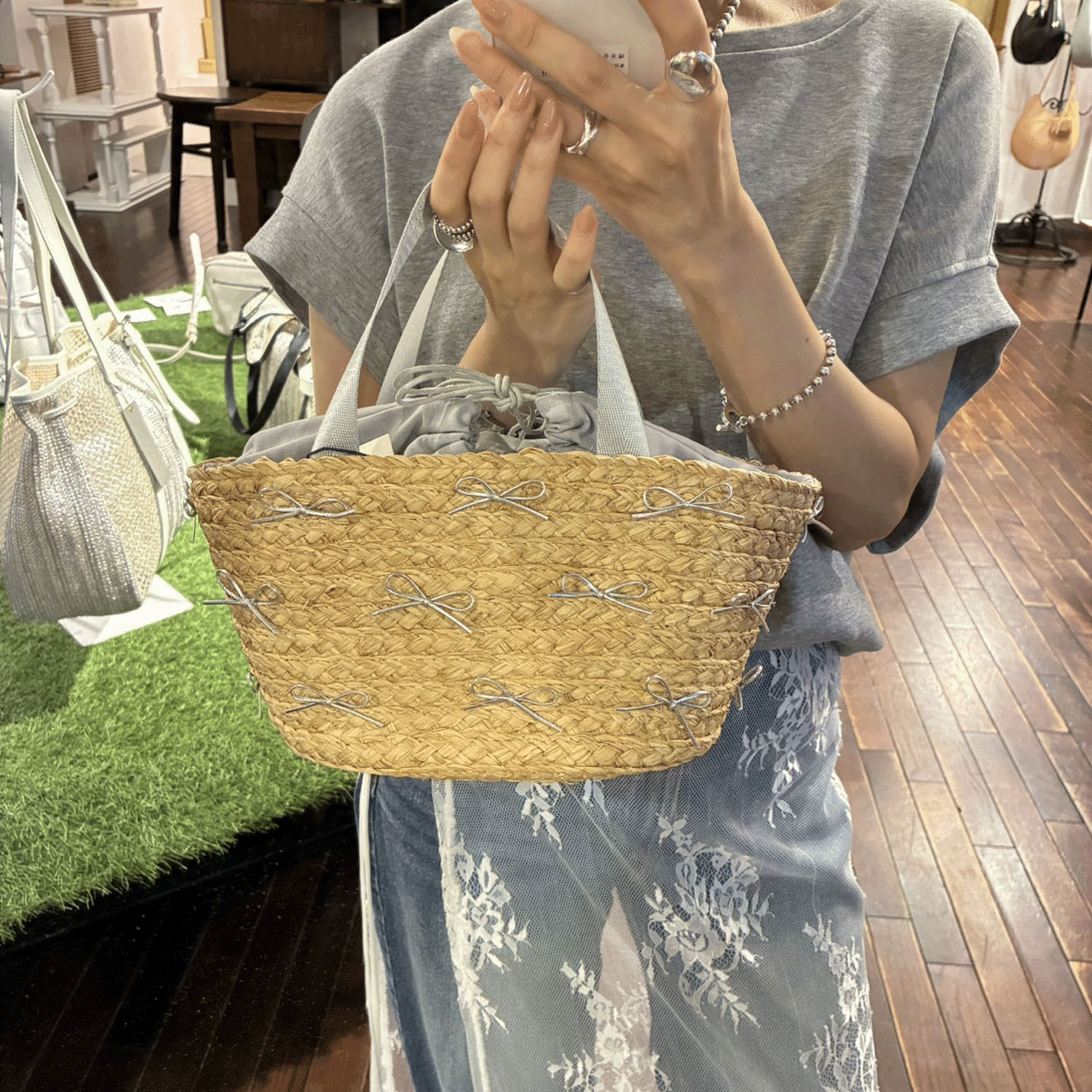 kakatoo ラフィアブレードリボンバッグ - 画像6