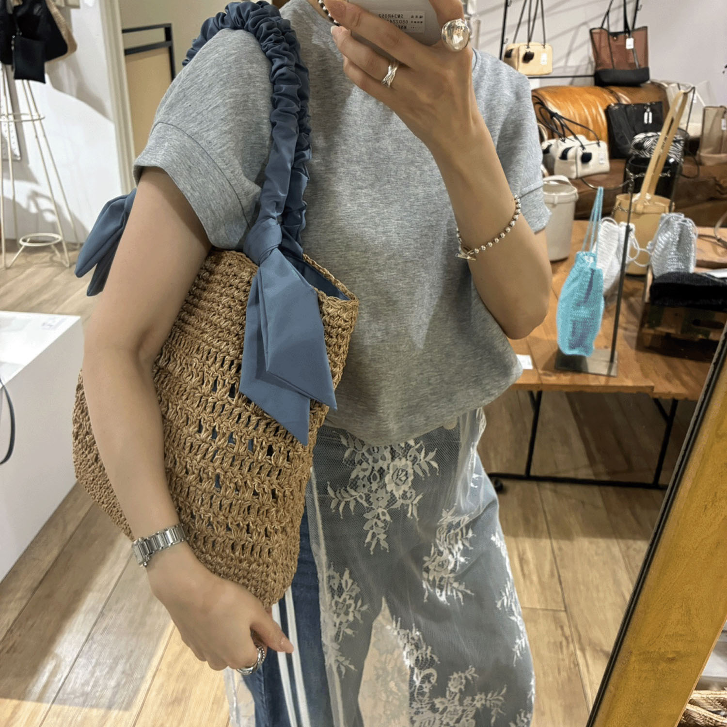 【Insta Live】cachecache ラフィアブレードリボンバッグ - 画像11