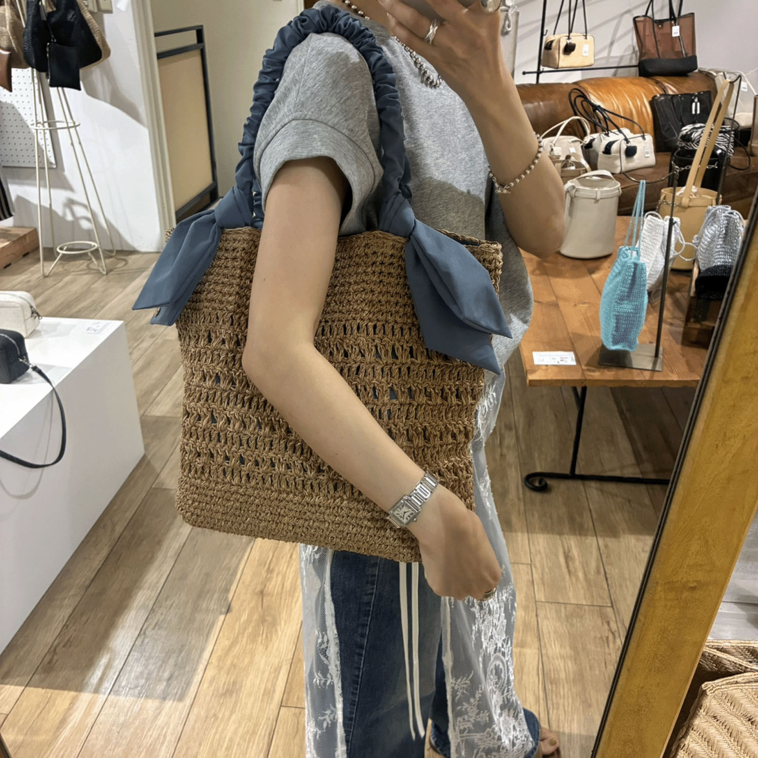 【Insta Live】cachecache ラフィアブレードリボンバッグ - 画像12