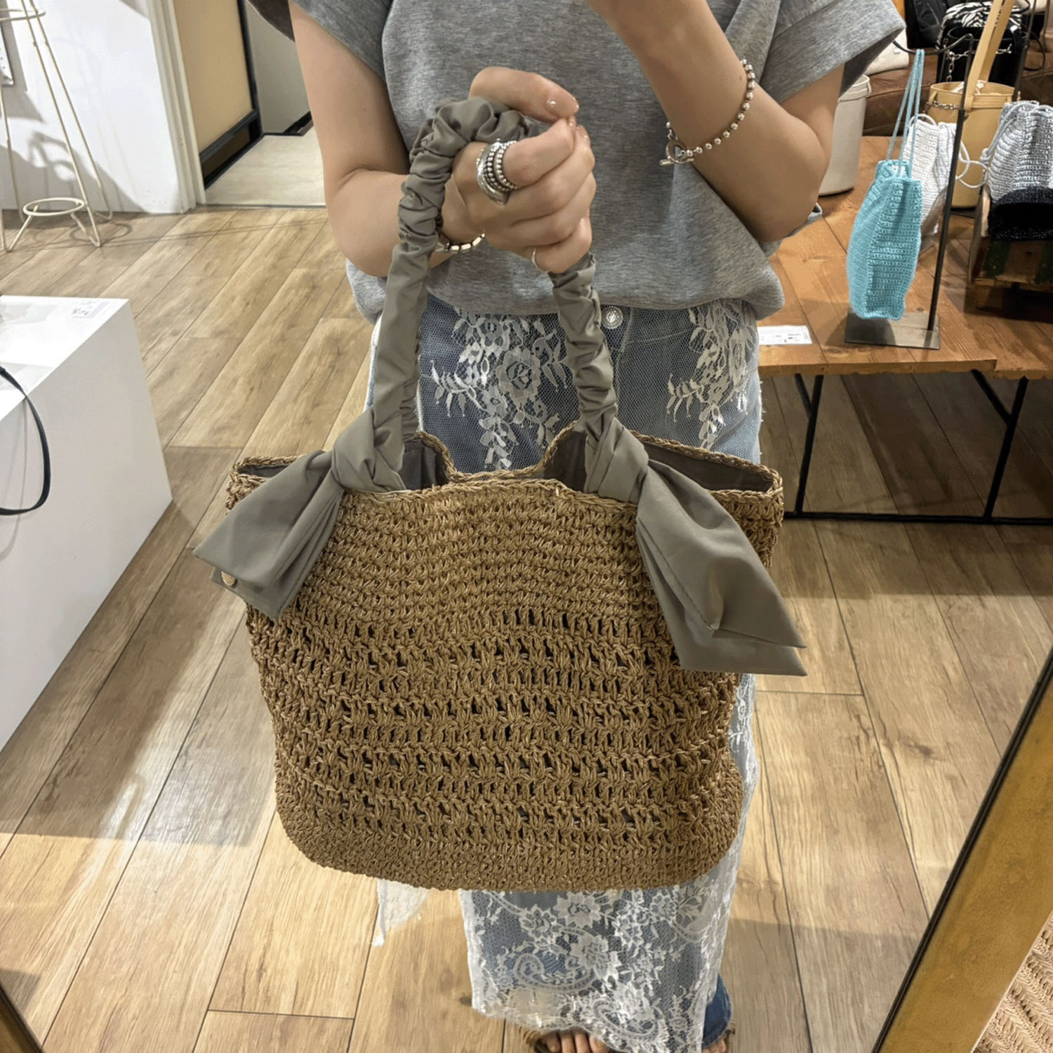 cachecache ラフィアブレードリボンバッグ - 画像4