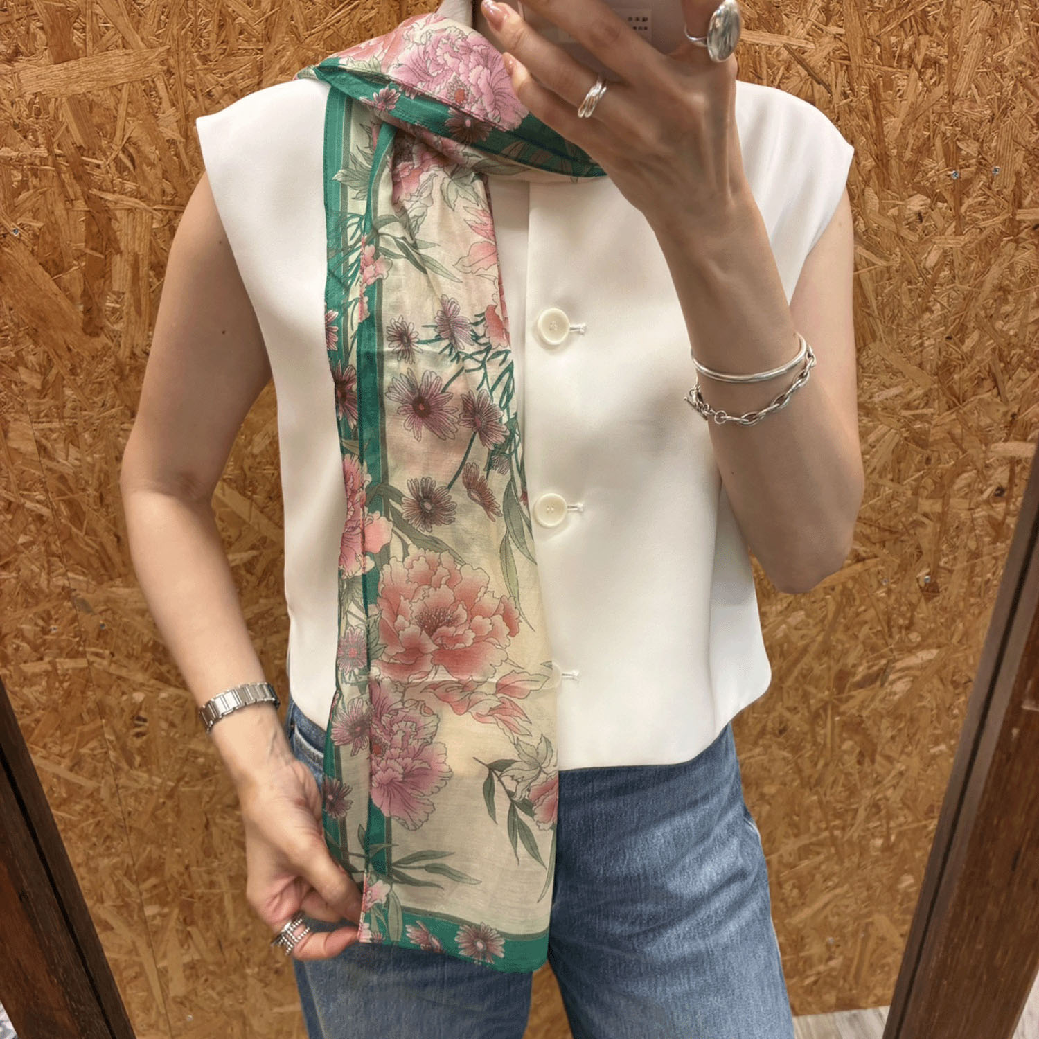 スタークラフト レトロ風花柄細幅スカーフ - 画像8