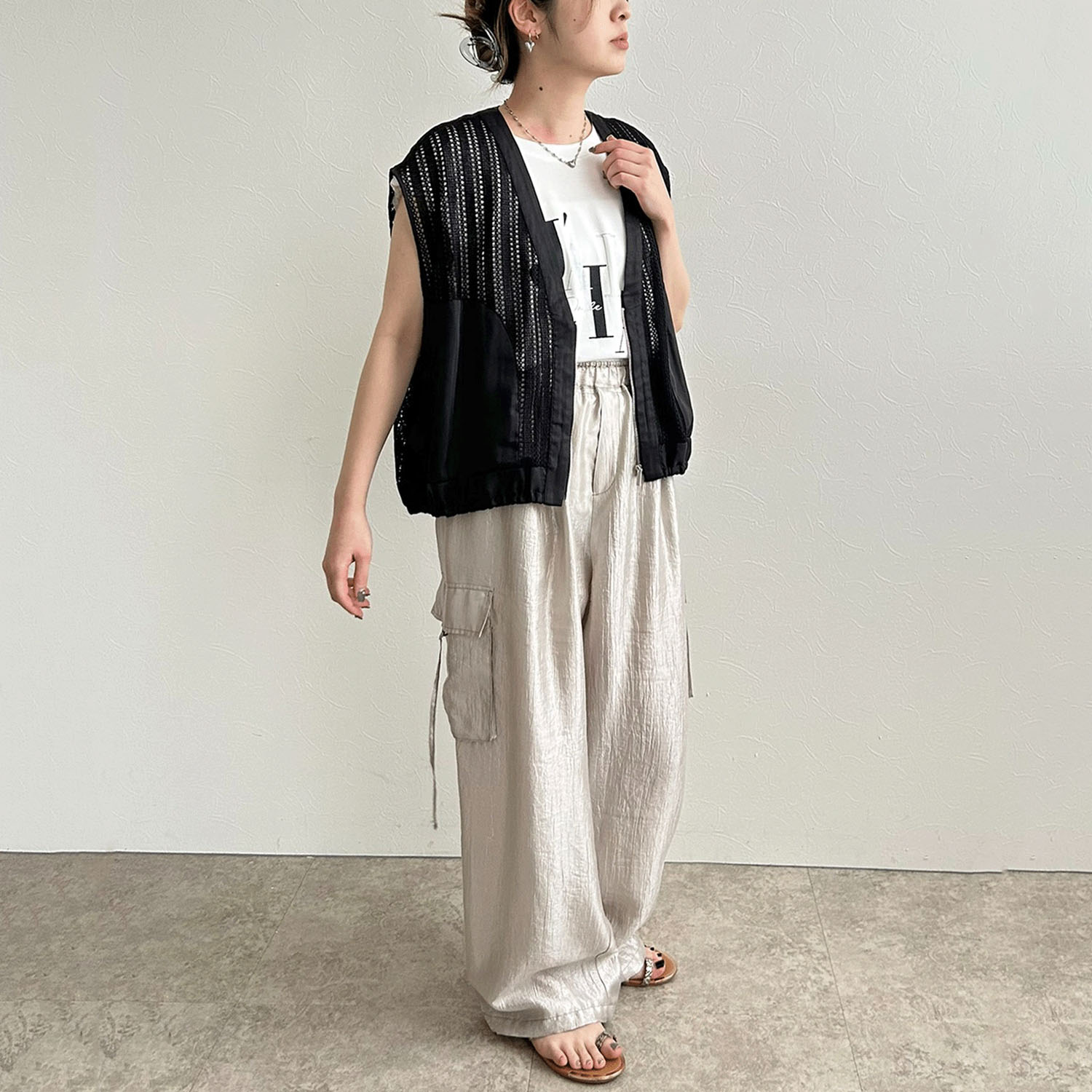 【InstaLive】LHELBIE（レルビエ） ストライプメッシュジレ - 画像5