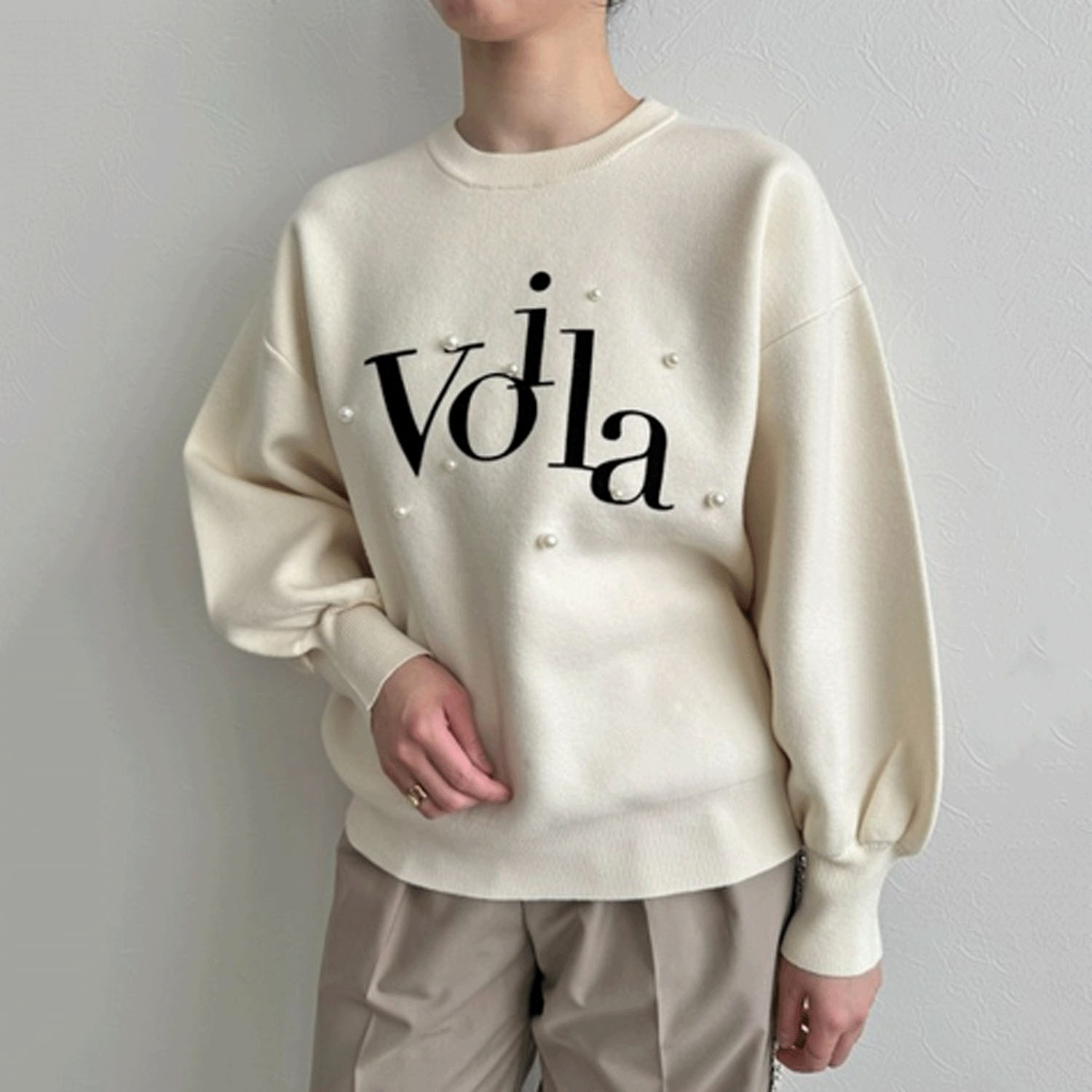 LHELBIE ロゴ×パールニットトップス - 画像7