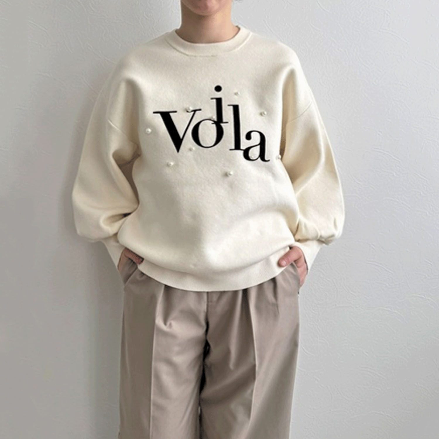 LHELBIE ロゴ×パールニットトップス - 画像8