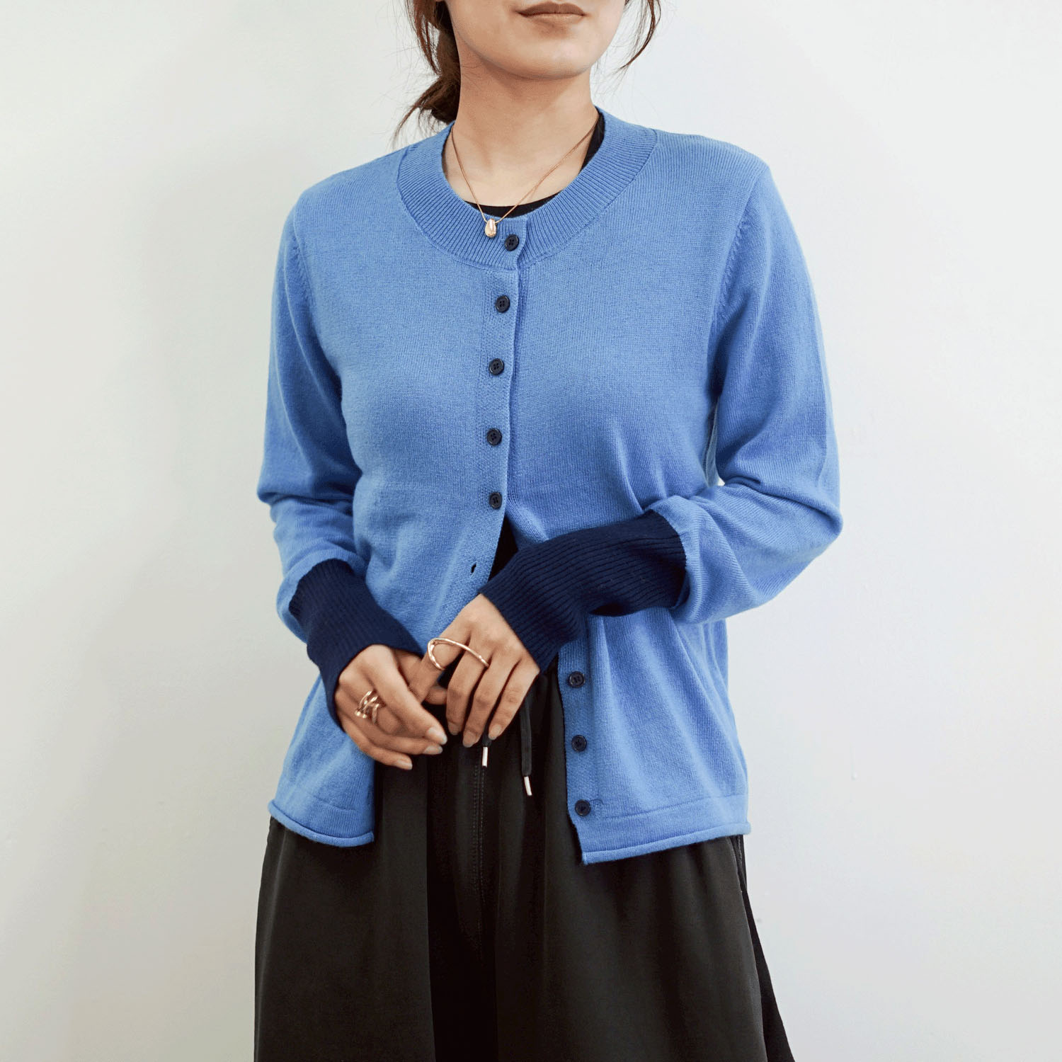 SEVEN SENSE バイカラーニットカーディガン - 画像1