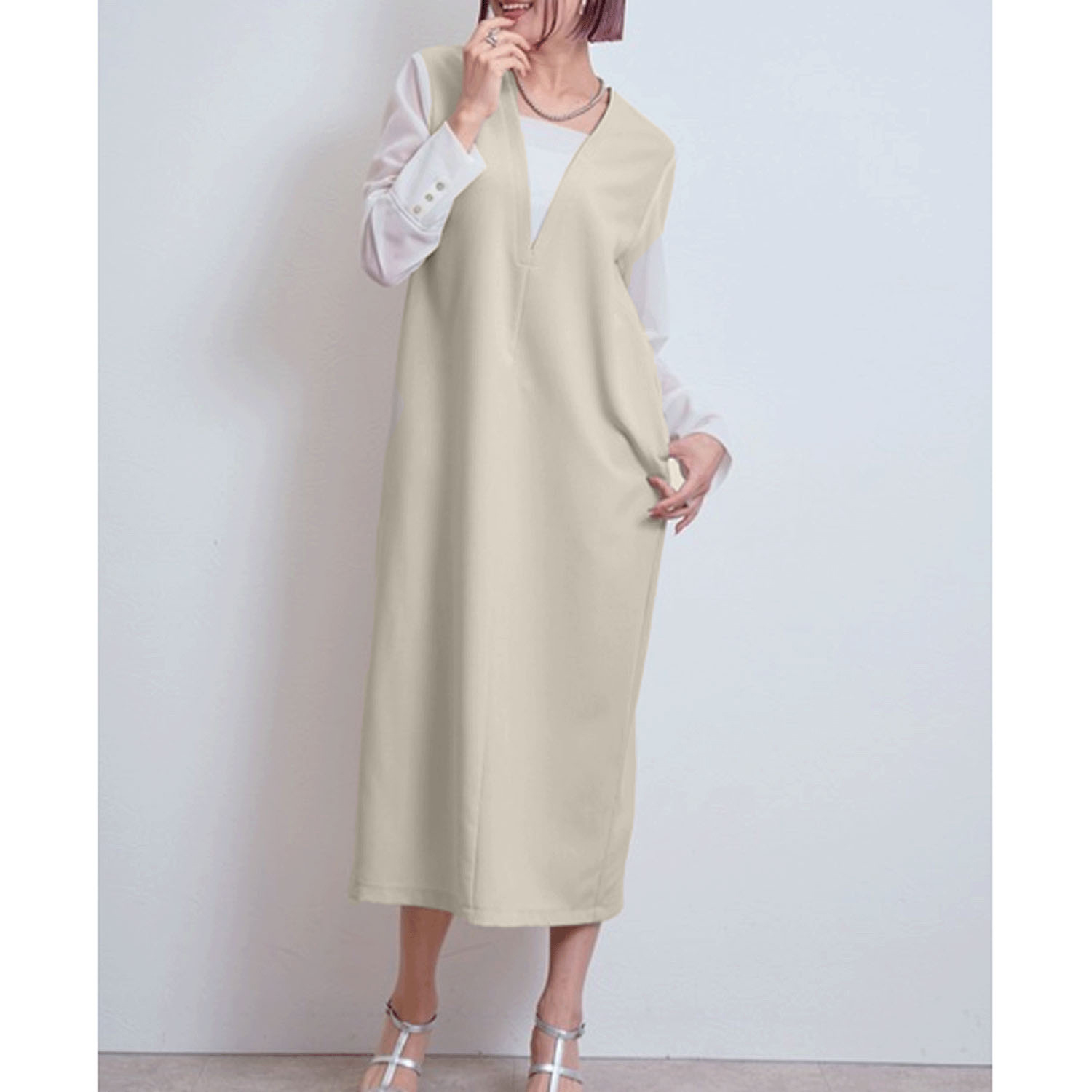 【Insta Live】 LHELBIE  シアースリーブワンピース