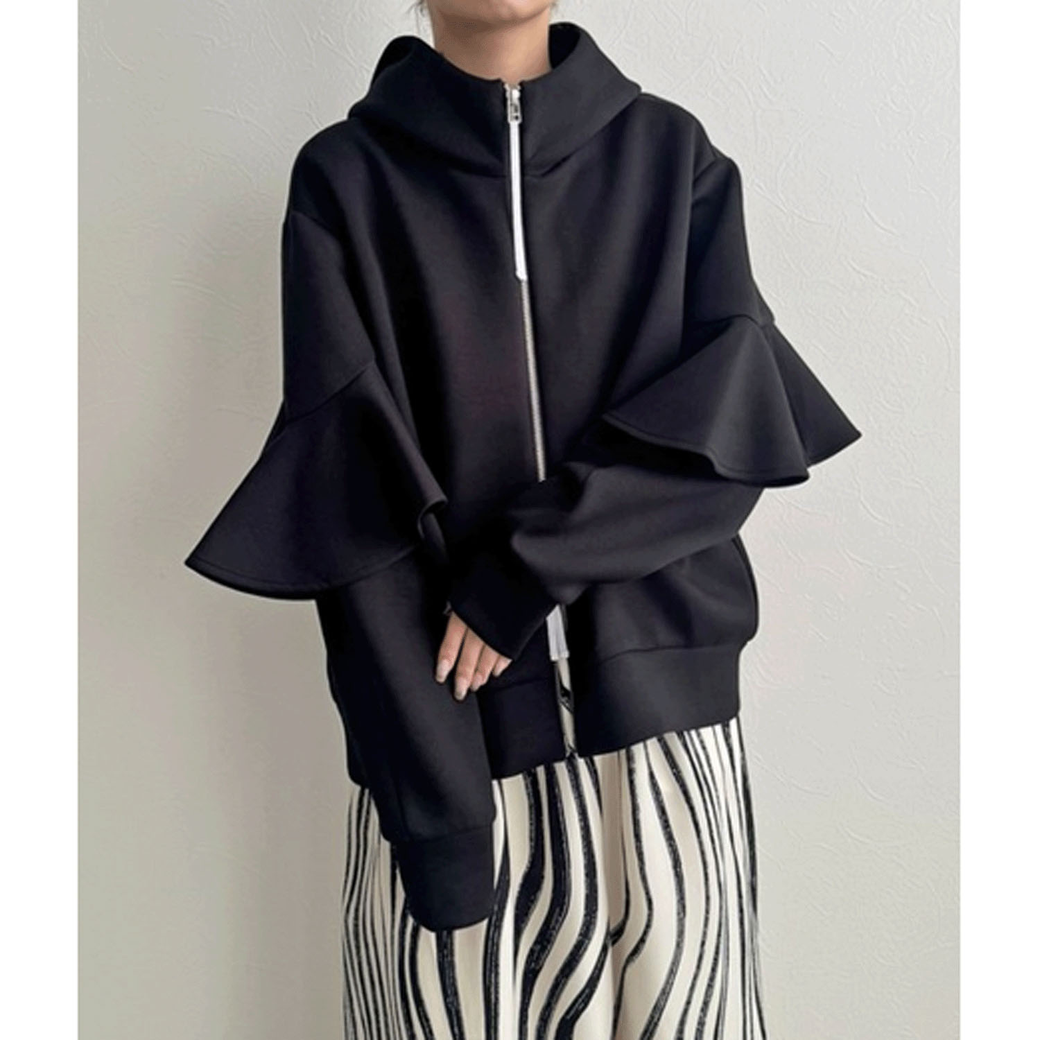 LHELBIE  ラッフルスリーブジップパーカ - 画像3