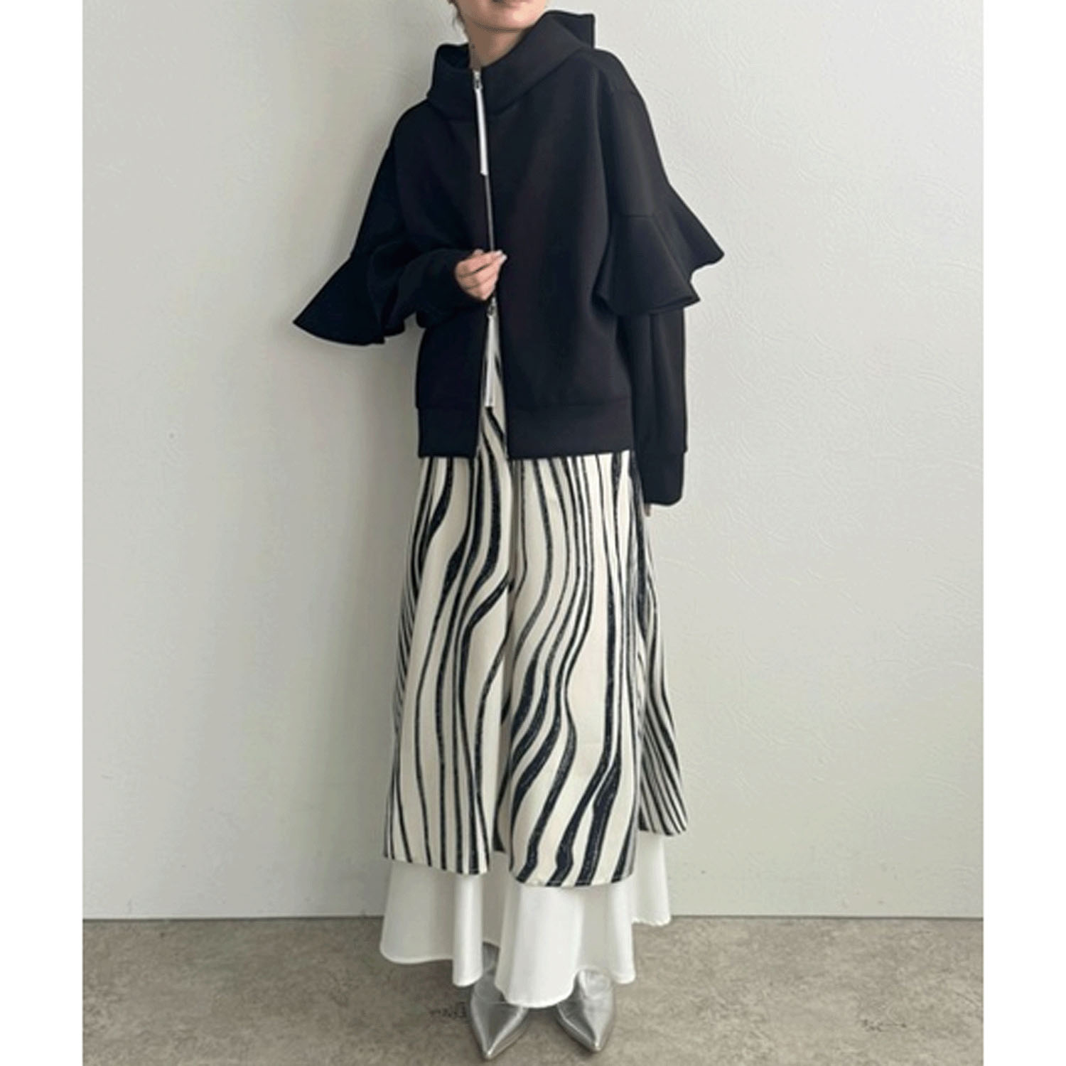 LHELBIE  ラッフルスリーブジップパーカ - 画像7