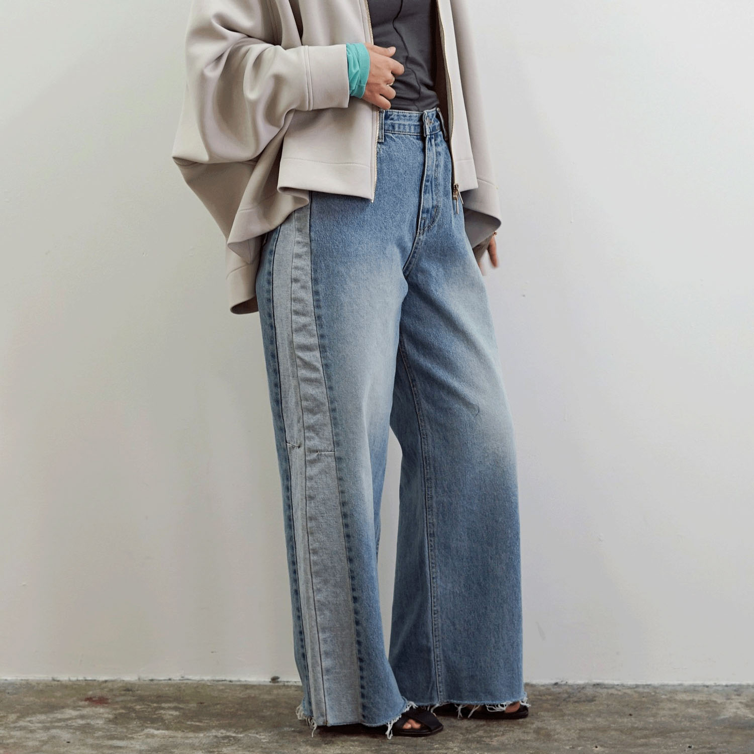 SEVEN SENSE サイド配色デニムパンツ