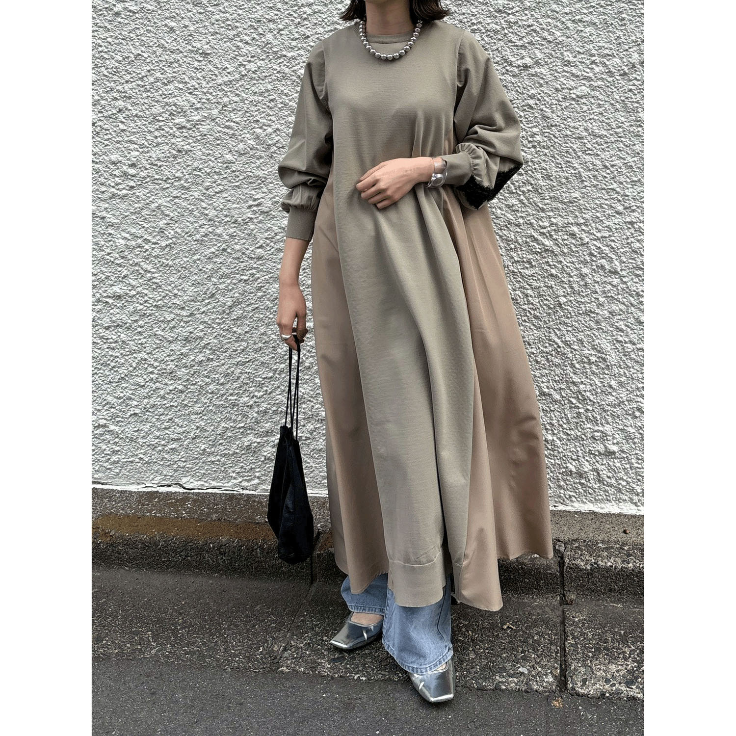 【Insta Live】ROSIEE 後レースライン布帛ニットワンピース - 画像24