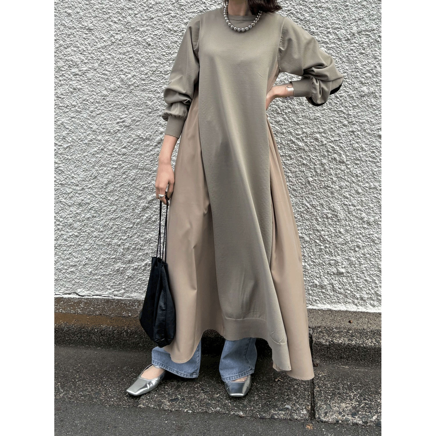 【Insta Live】ROSIEE 後レースライン布帛ニットワンピース - 画像27