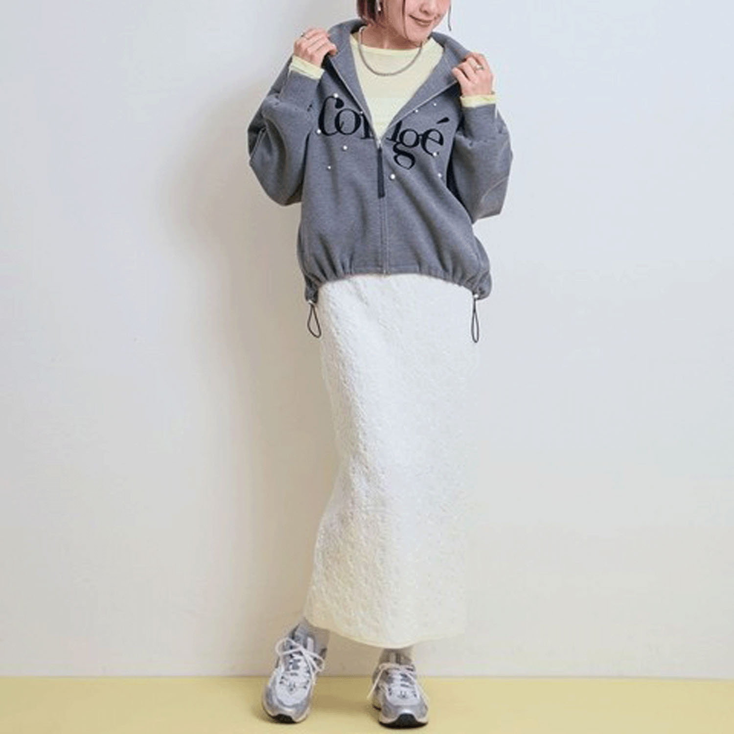 LHELBIE パールロゴジップパーカー - 画像4