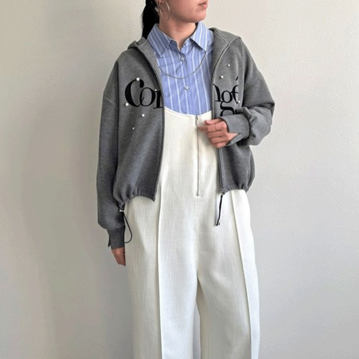 LHELBIE パールロゴジップパーカー - 画像6