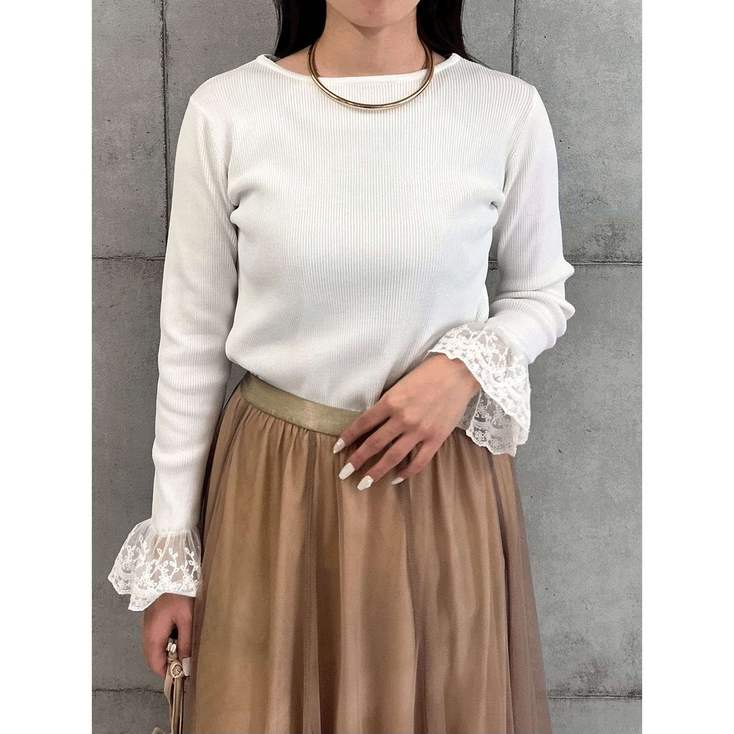 ROSIEE 袖レースリブニット - 画像2