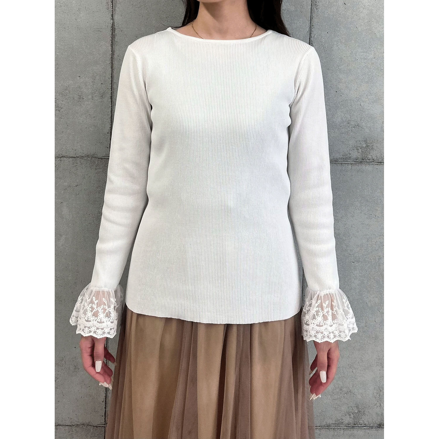 ROSIEE 袖レースリブニット - 画像6