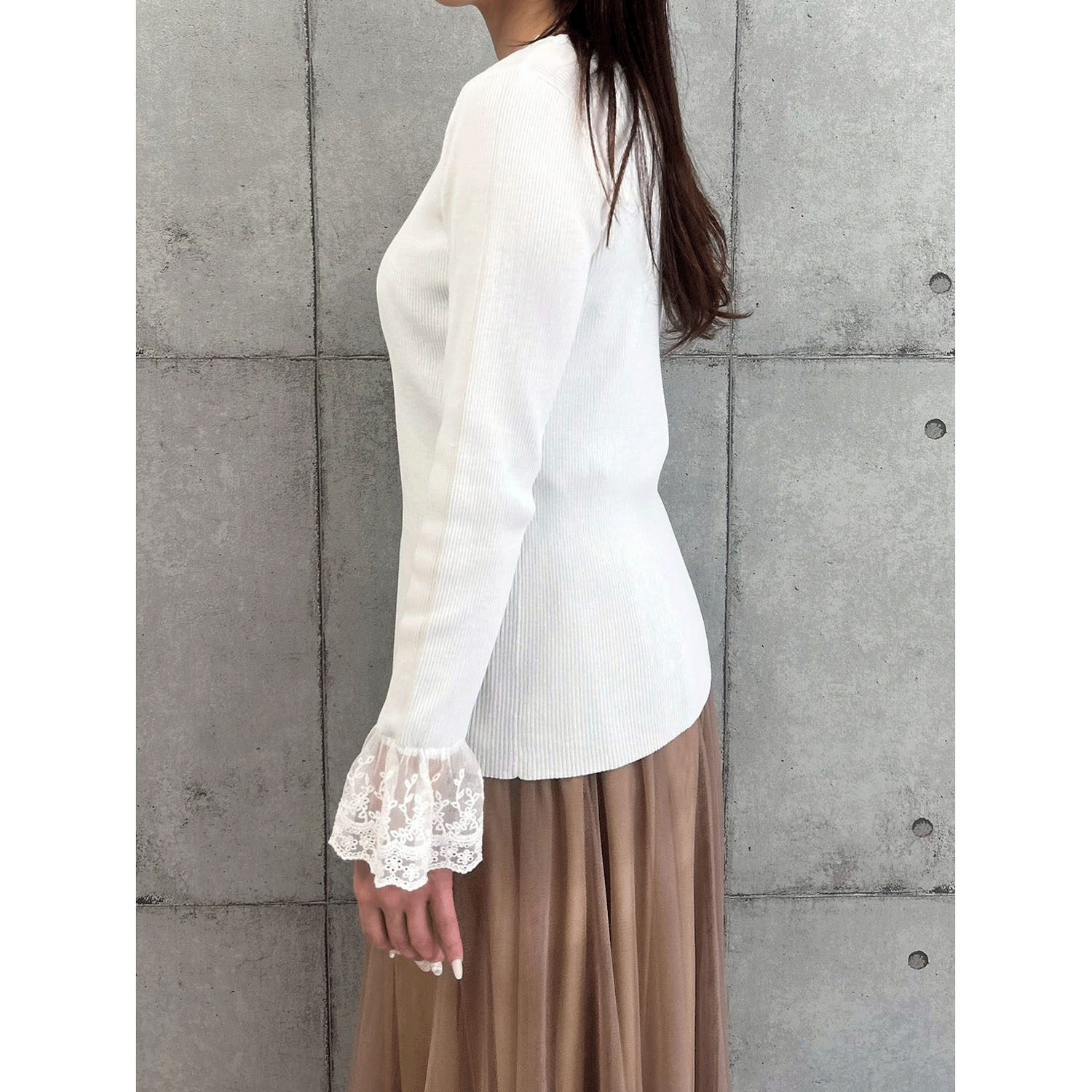 ROSIEE 袖レースリブニット - 画像7