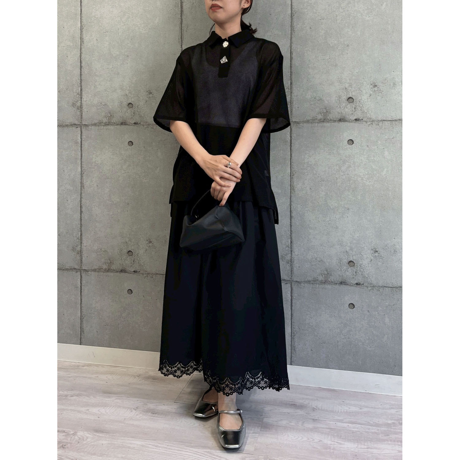 ROSIEE ニュアンス釦メッシュBIGシャツ - 画像13