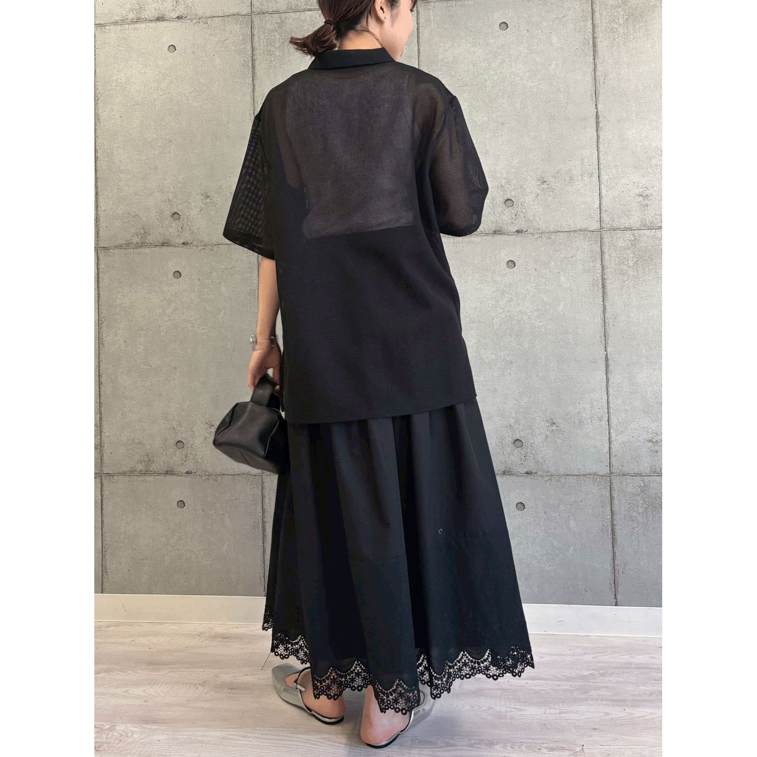 ROSIEE ニュアンス釦メッシュBIGシャツ - 画像16