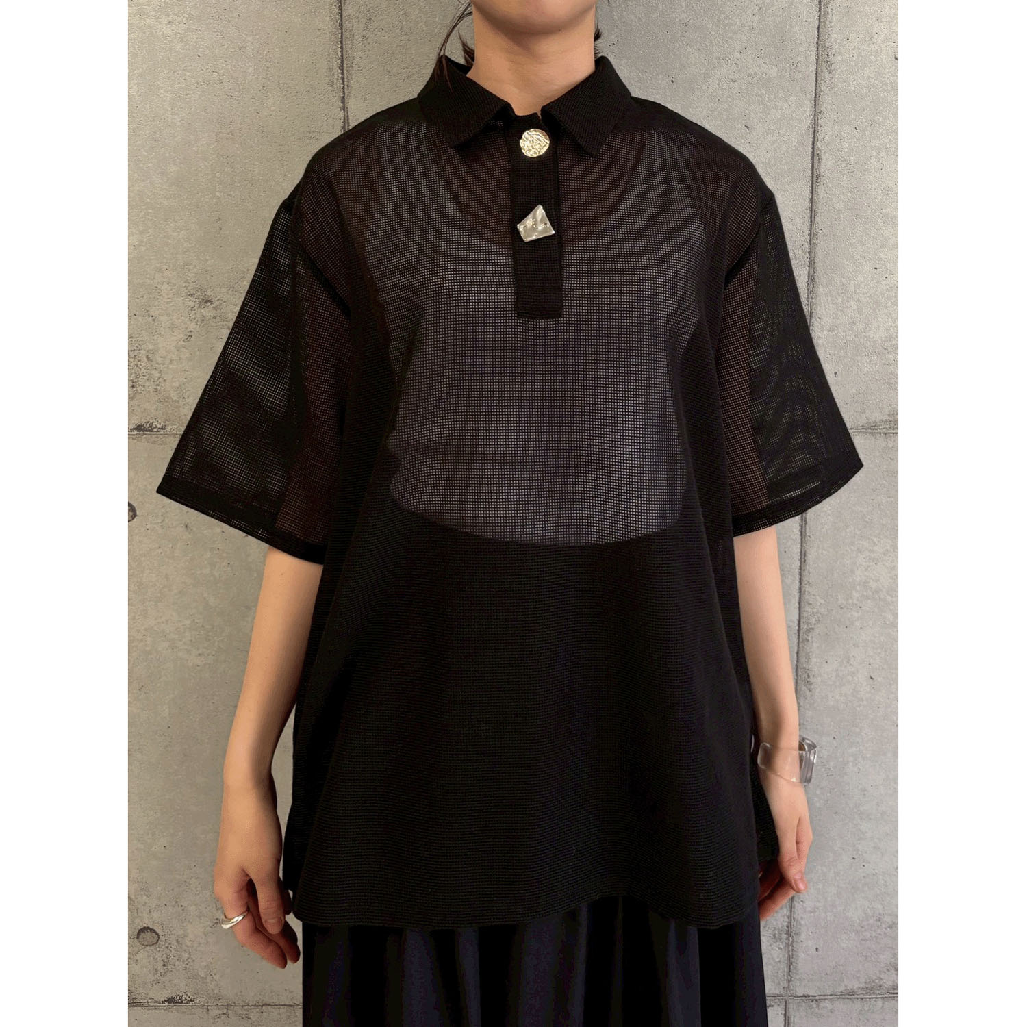 ROSIEE ニュアンス釦メッシュBIGシャツ - 画像10