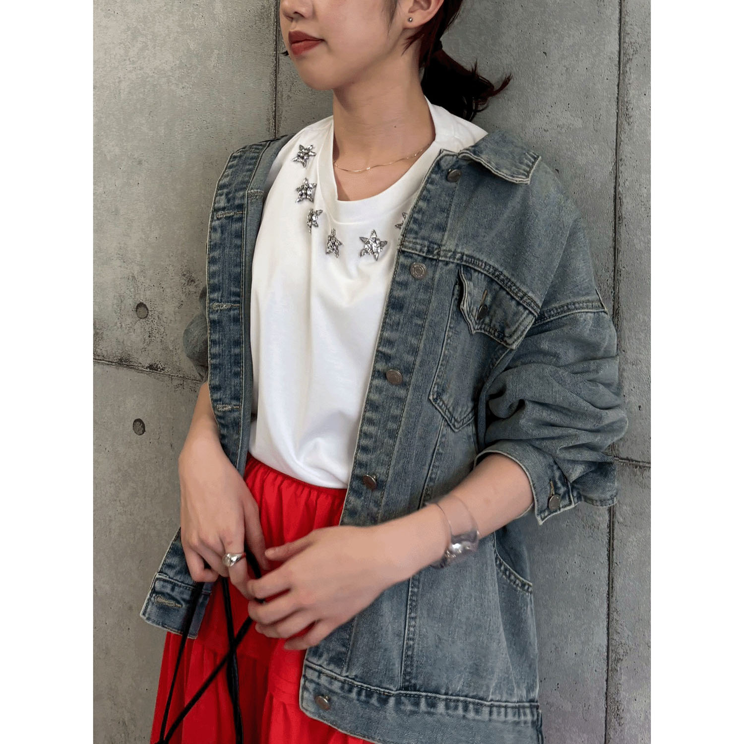 ROSIEE オーバーサイズポケットデニムジャケット - 画像1