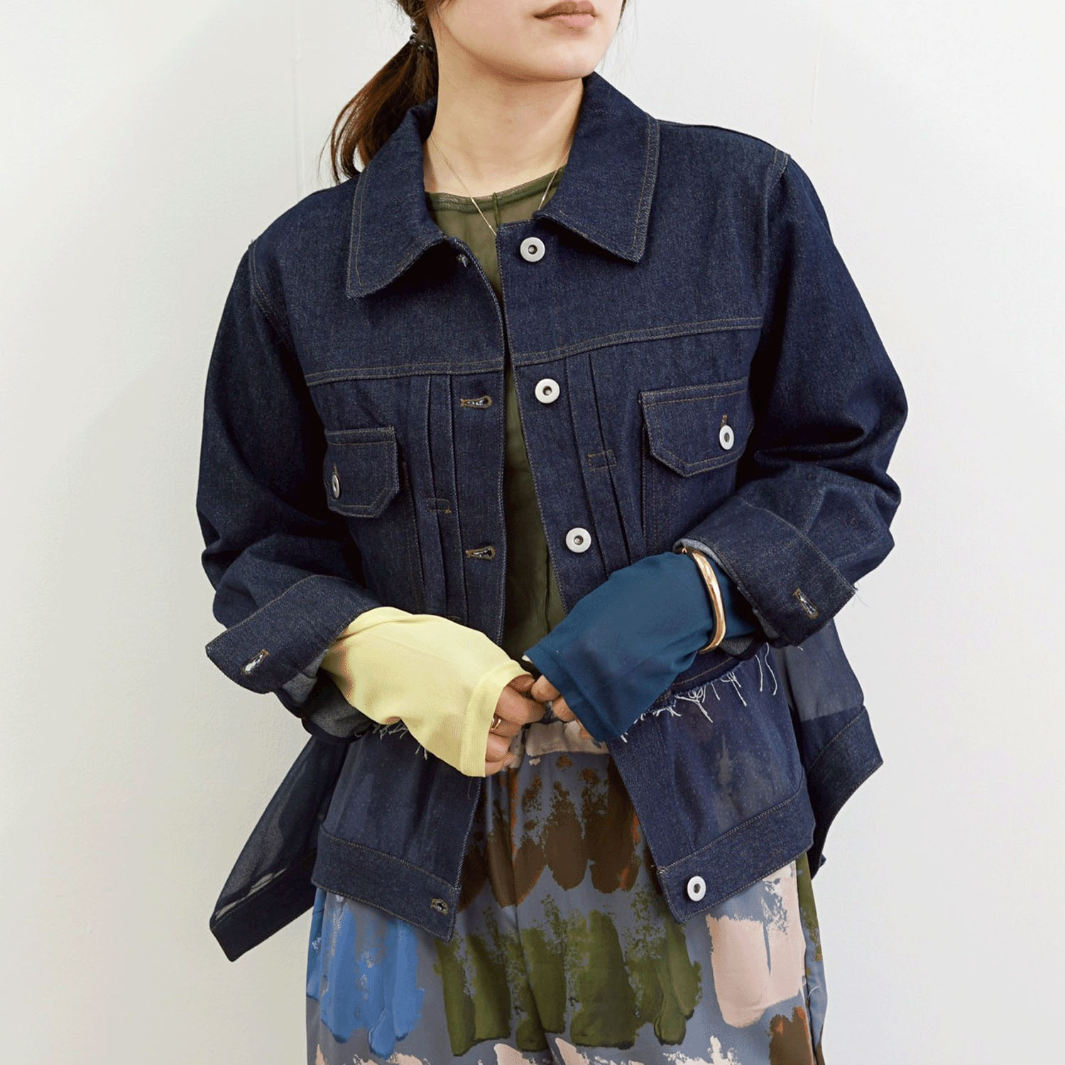 SEVEN SENSE レイヤードヘムシアーデニムジャケット - 画像3