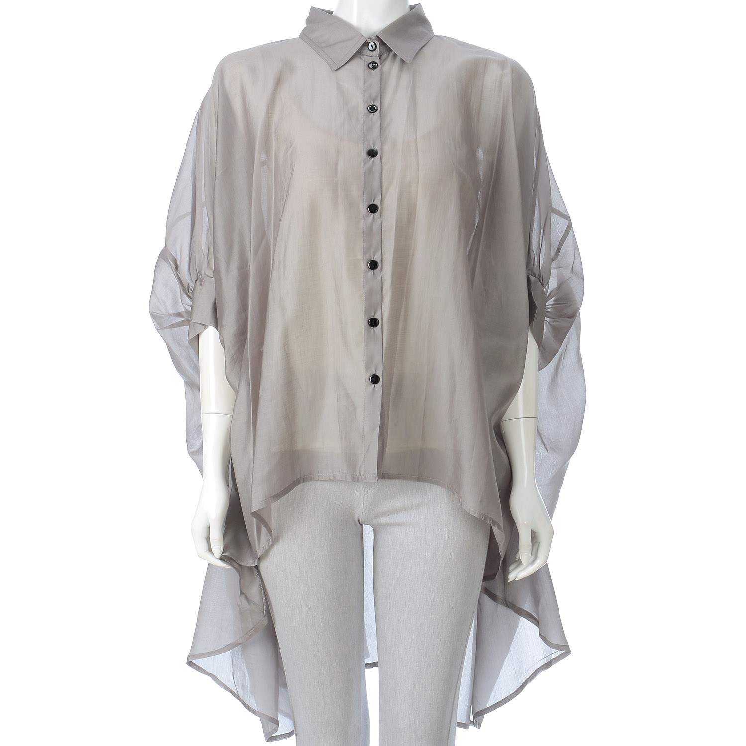 洗えるシルク バックロングシャツ - 画像1