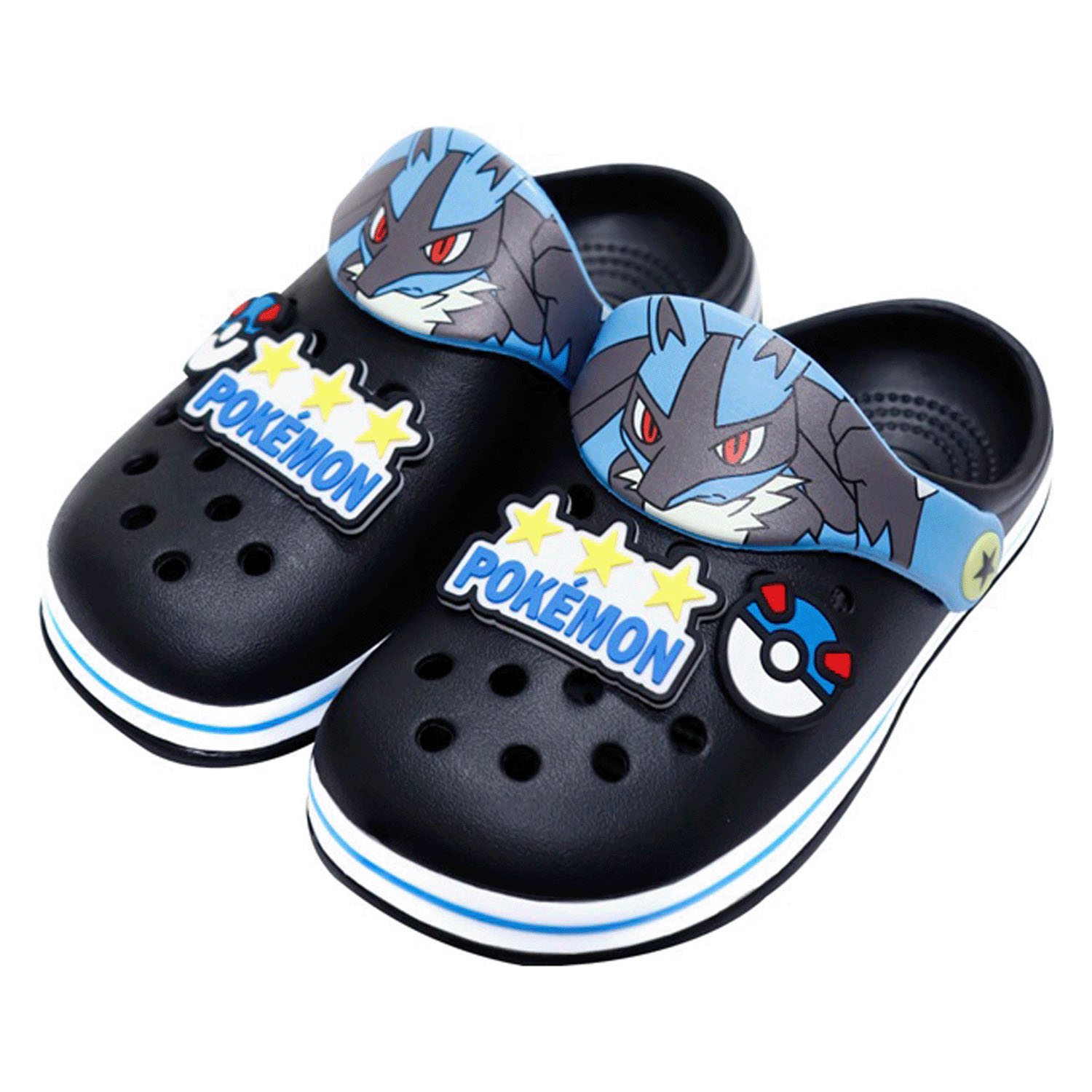 ポケットモンスター 子供用サンダル ルカリオ ブラック 20cm - 画像1