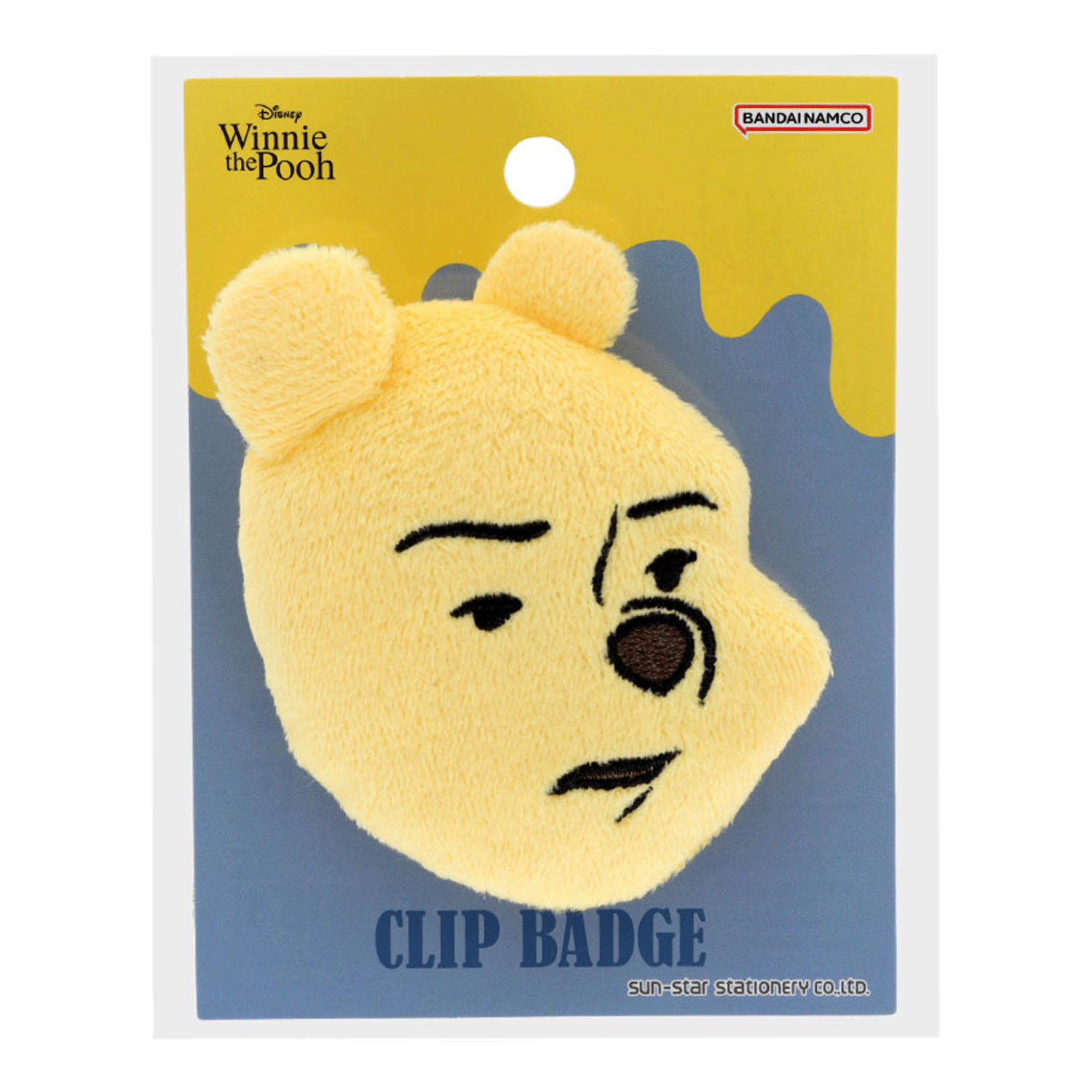 Winnie the Pooh9 ぬいぐるみクリップバッジ しかめ顔 - 画像1